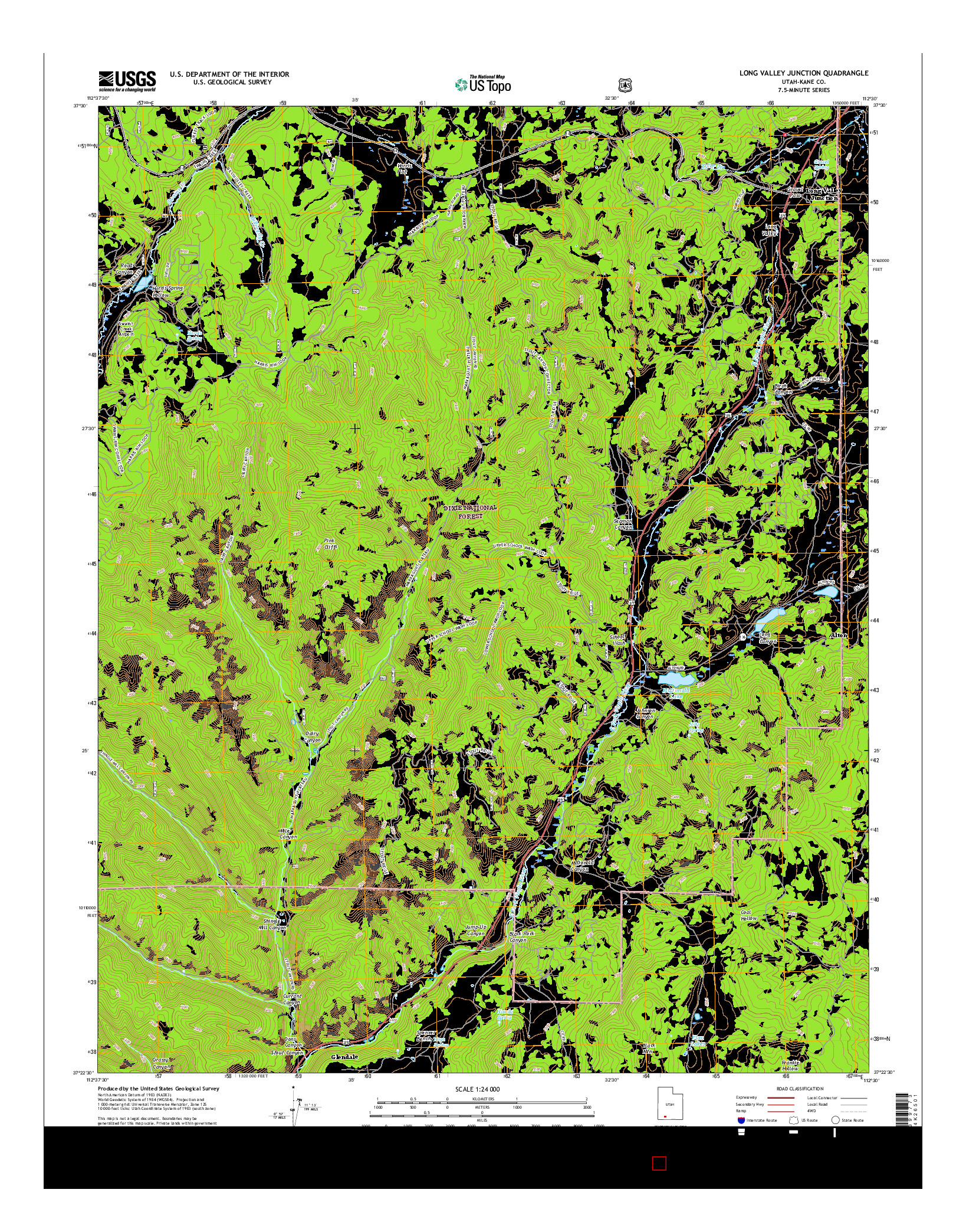 USGS US TOPO 7.5-MINUTE MAP FOR LONG VALLEY JUNCTION, UT 2017