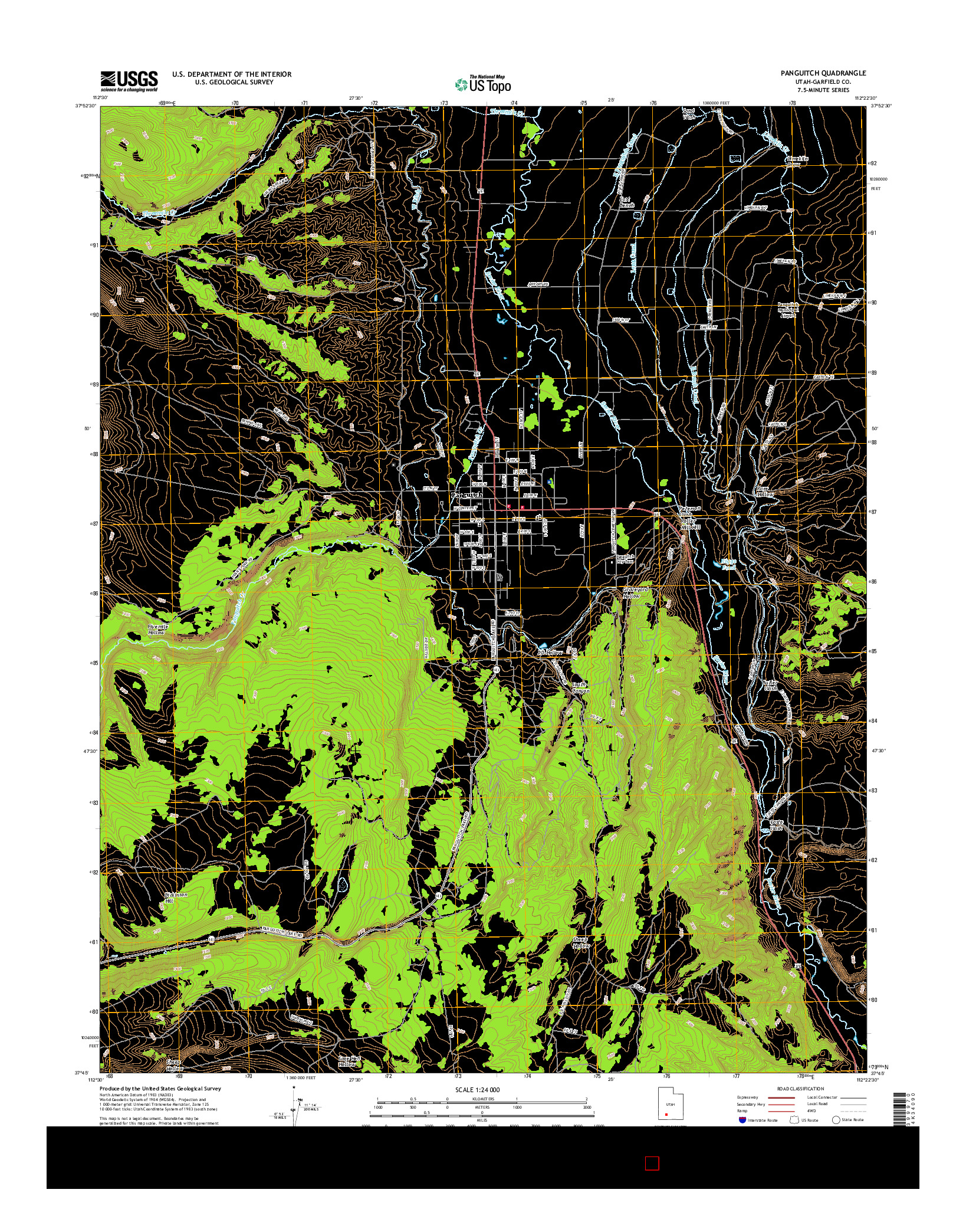 USGS US TOPO 7.5-MINUTE MAP FOR PANGUITCH, UT 2017