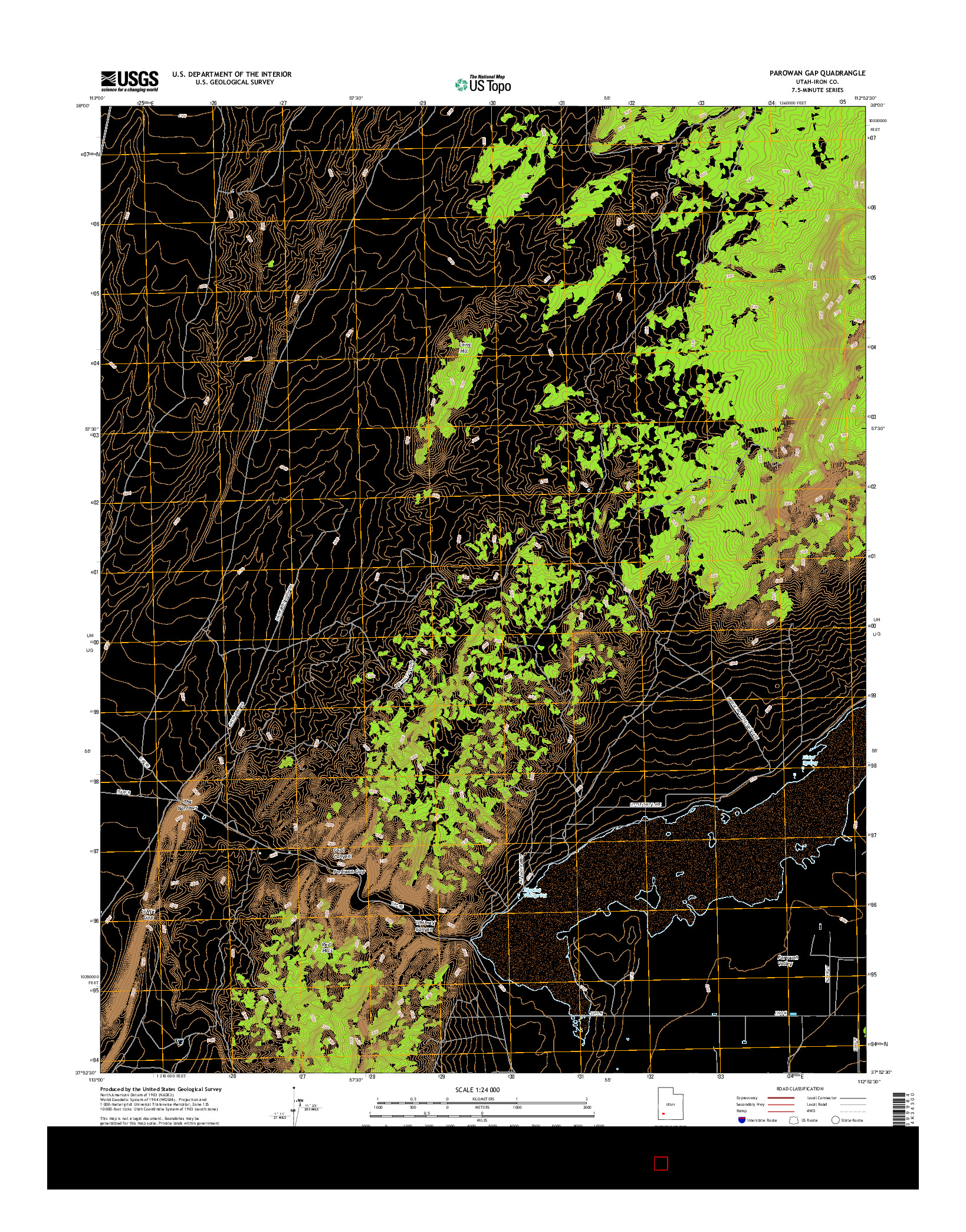 USGS US TOPO 7.5-MINUTE MAP FOR PAROWAN GAP, UT 2017