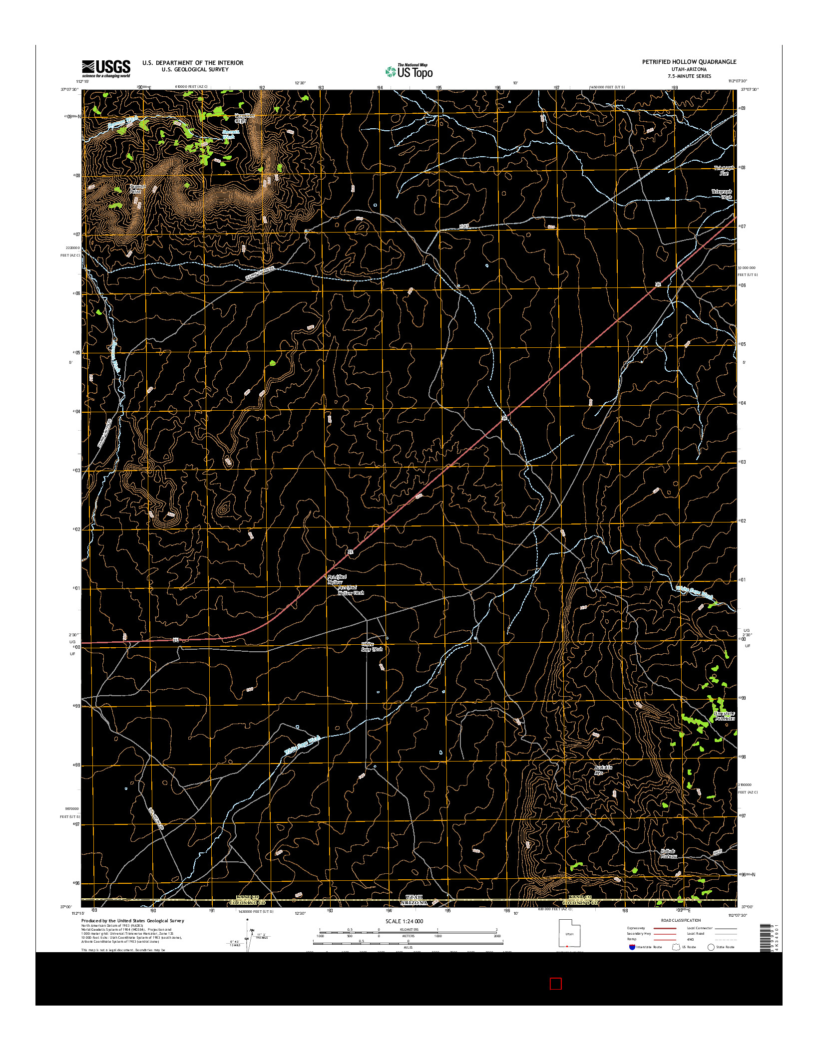 USGS US TOPO 7.5-MINUTE MAP FOR PETRIFIED HOLLOW, UT-AZ 2017