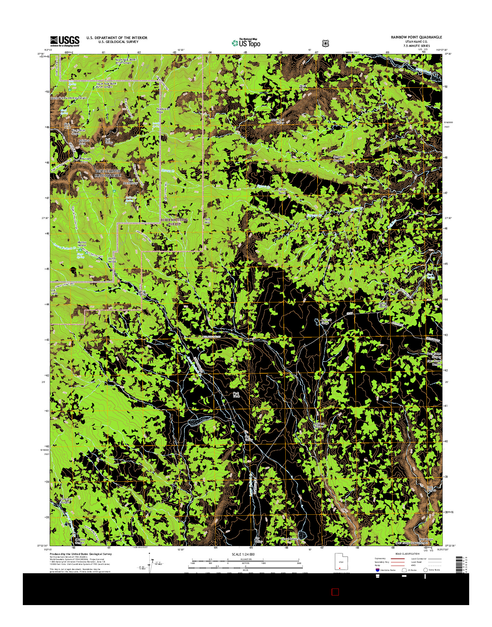 USGS US TOPO 7.5-MINUTE MAP FOR RAINBOW POINT, UT 2017