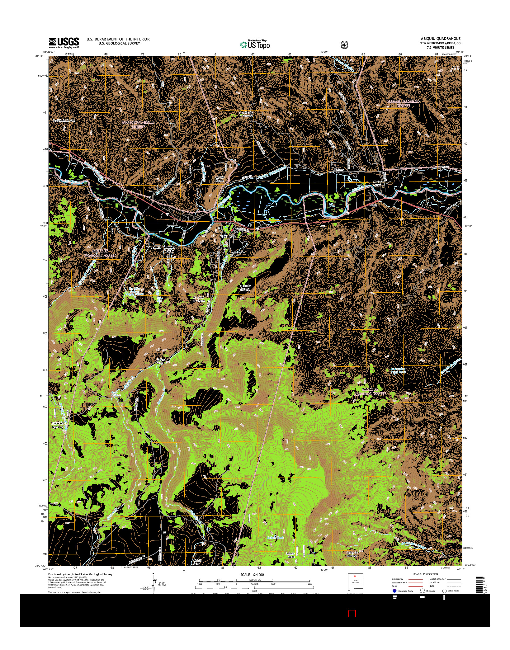 USGS US TOPO 7.5-MINUTE MAP FOR ABIQUIU, NM 2017