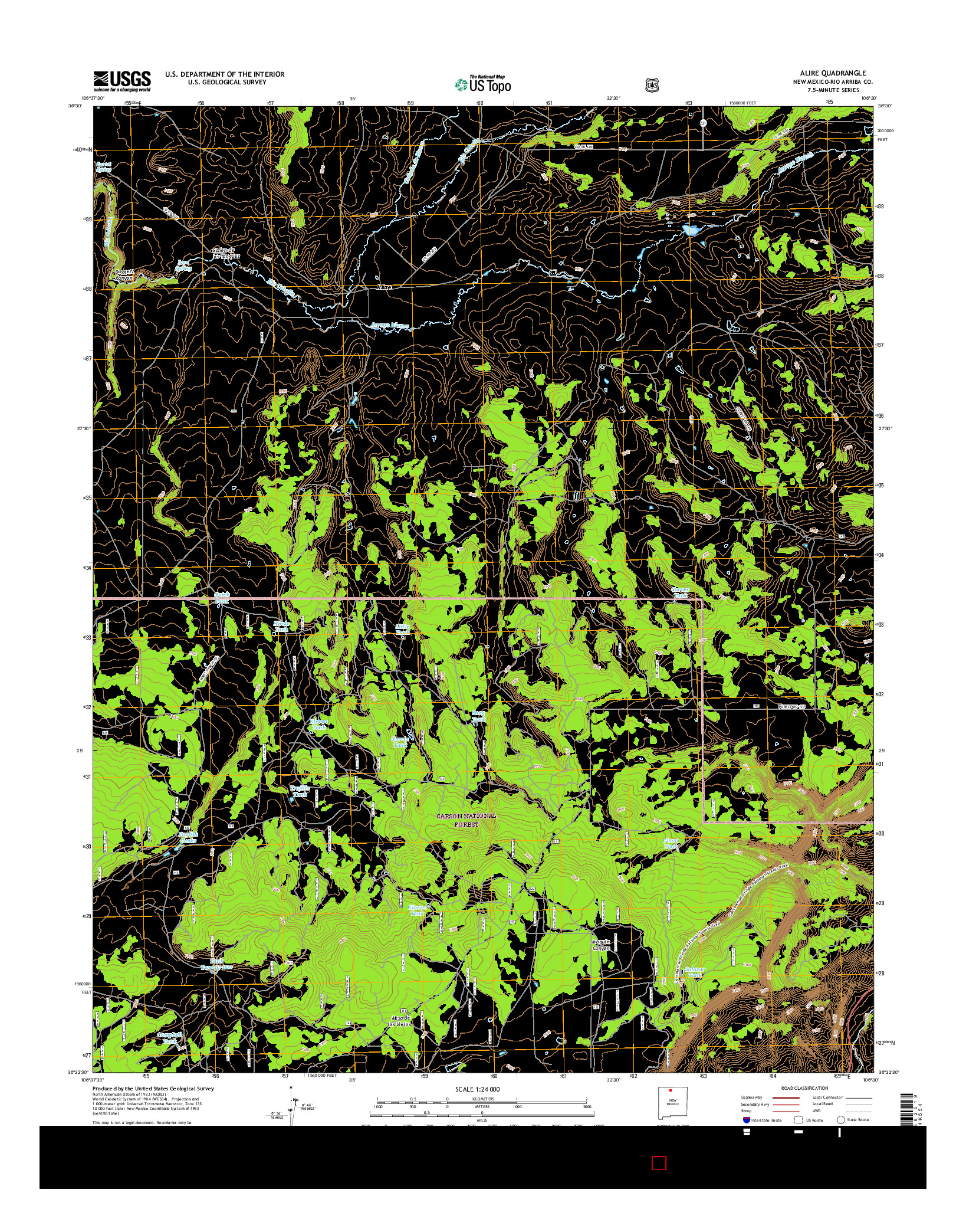 USGS US TOPO 7.5-MINUTE MAP FOR ALIRE, NM 2017