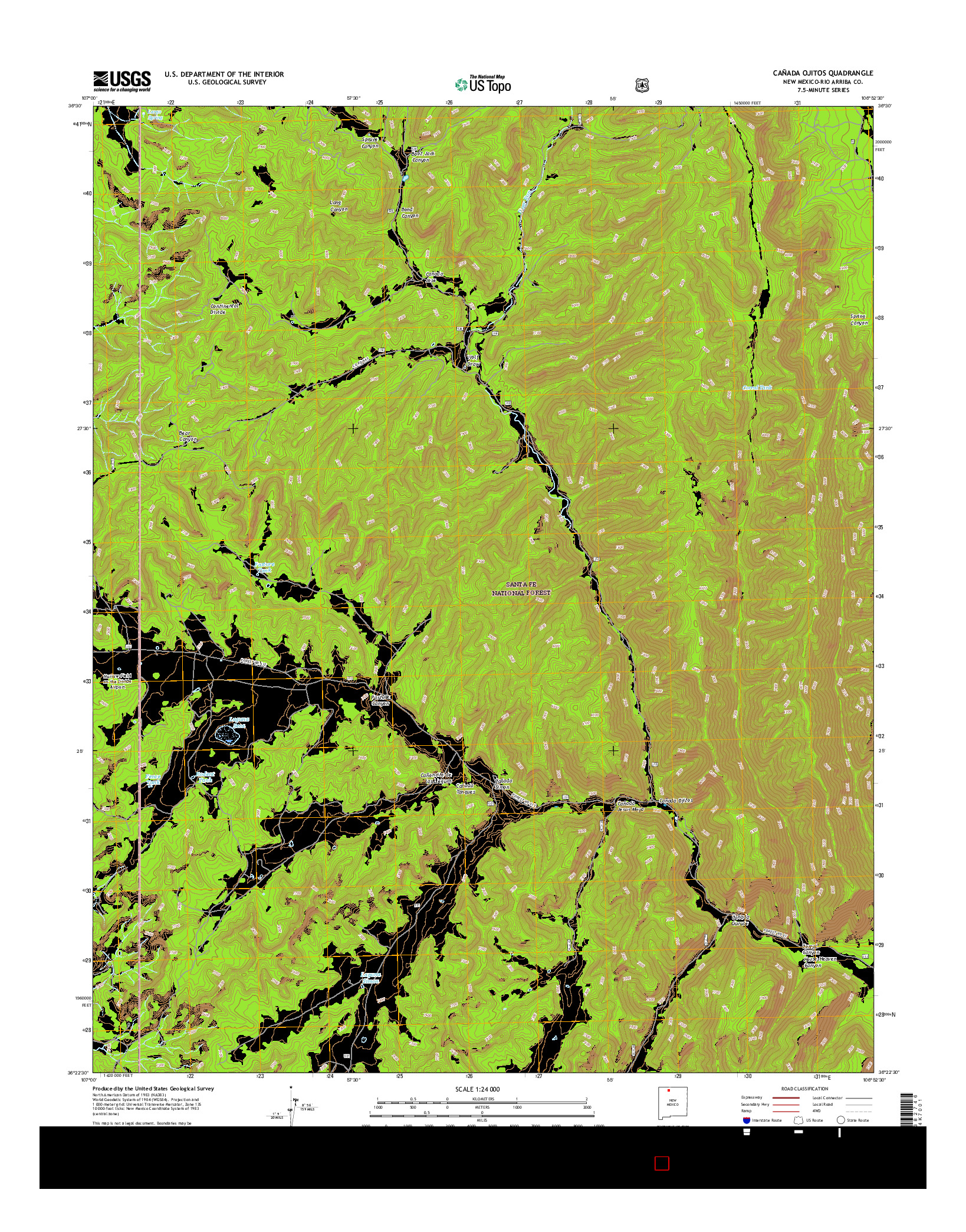 USGS US TOPO 7.5-MINUTE MAP FOR CAñADA OJITOS, NM 2017