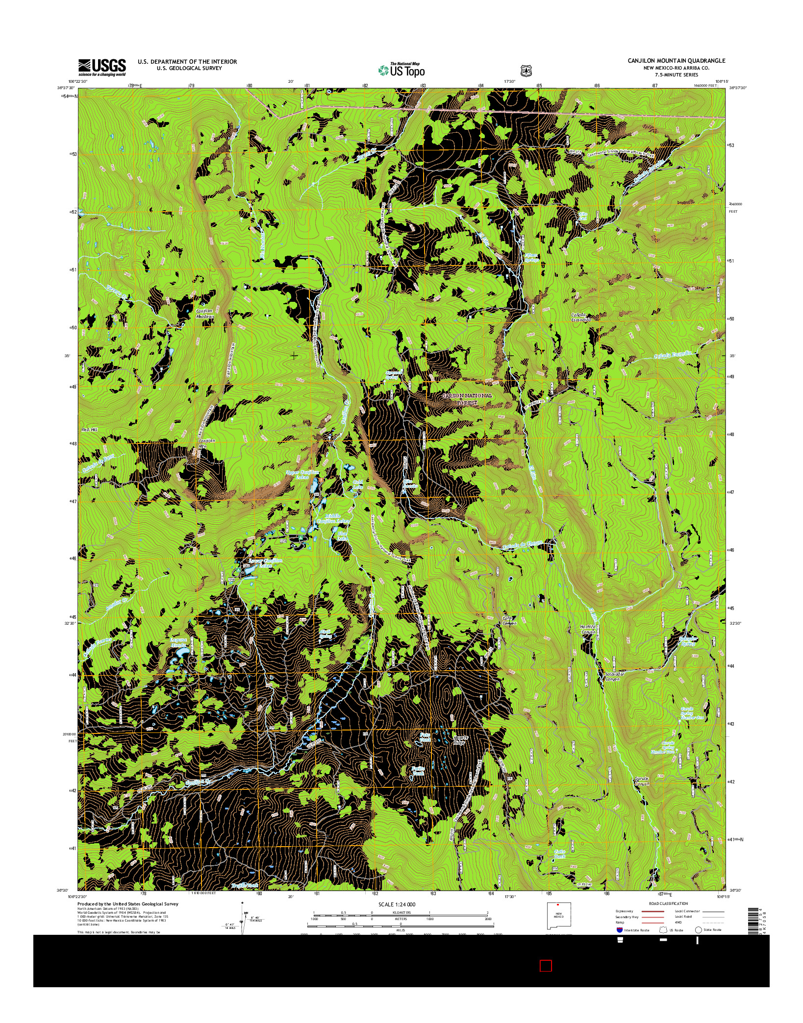 USGS US TOPO 7.5-MINUTE MAP FOR CANJILON MOUNTAIN, NM 2017