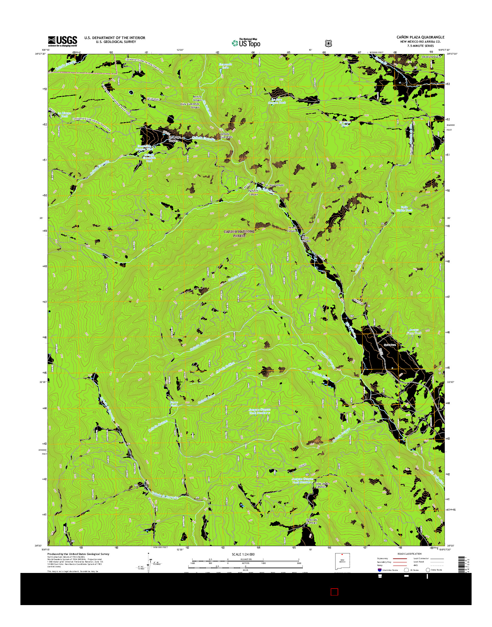 USGS US TOPO 7.5-MINUTE MAP FOR CAñON PLAZA, NM 2017