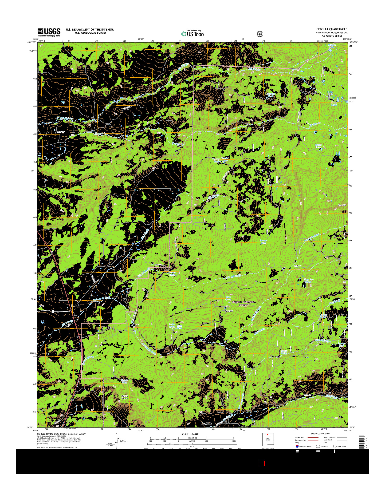 USGS US TOPO 7.5-MINUTE MAP FOR CEBOLLA, NM 2017