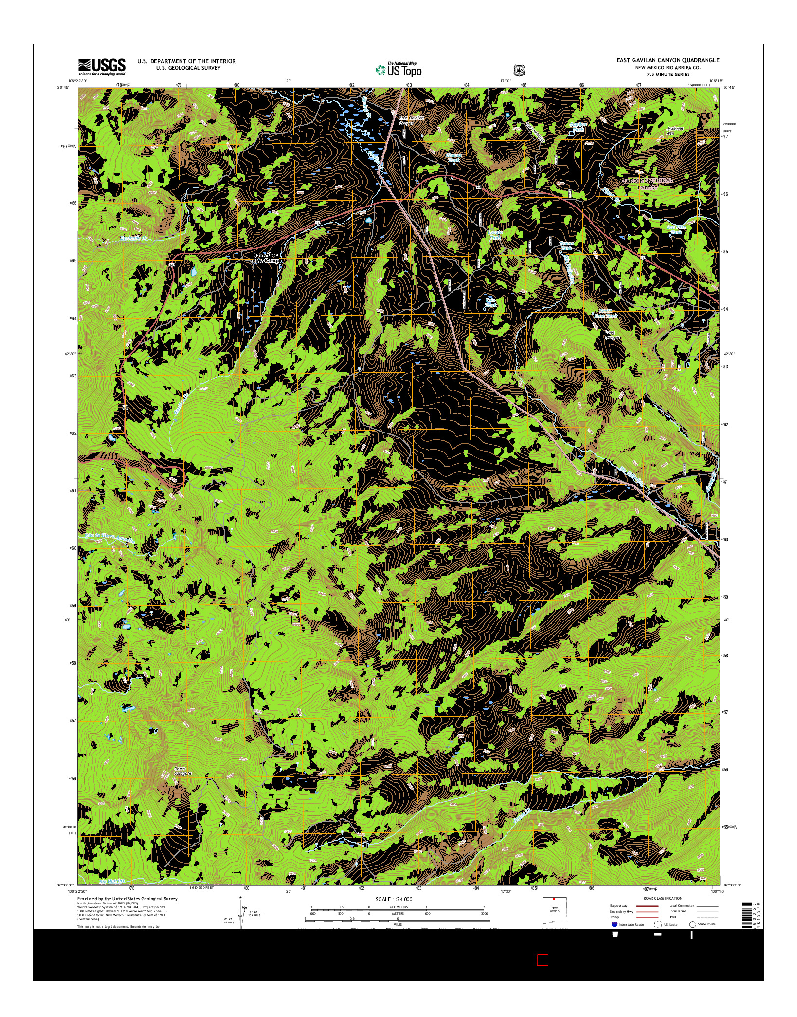 USGS US TOPO 7.5-MINUTE MAP FOR EAST GAVILAN CANYON, NM 2017