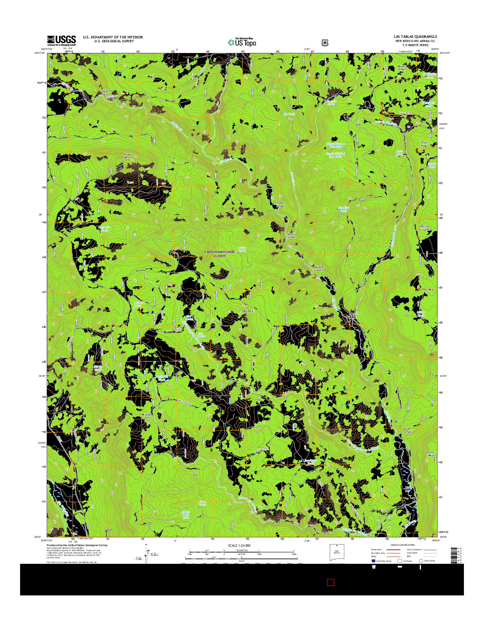 USGS US TOPO 7.5-MINUTE MAP FOR LAS TABLAS, NM 2017