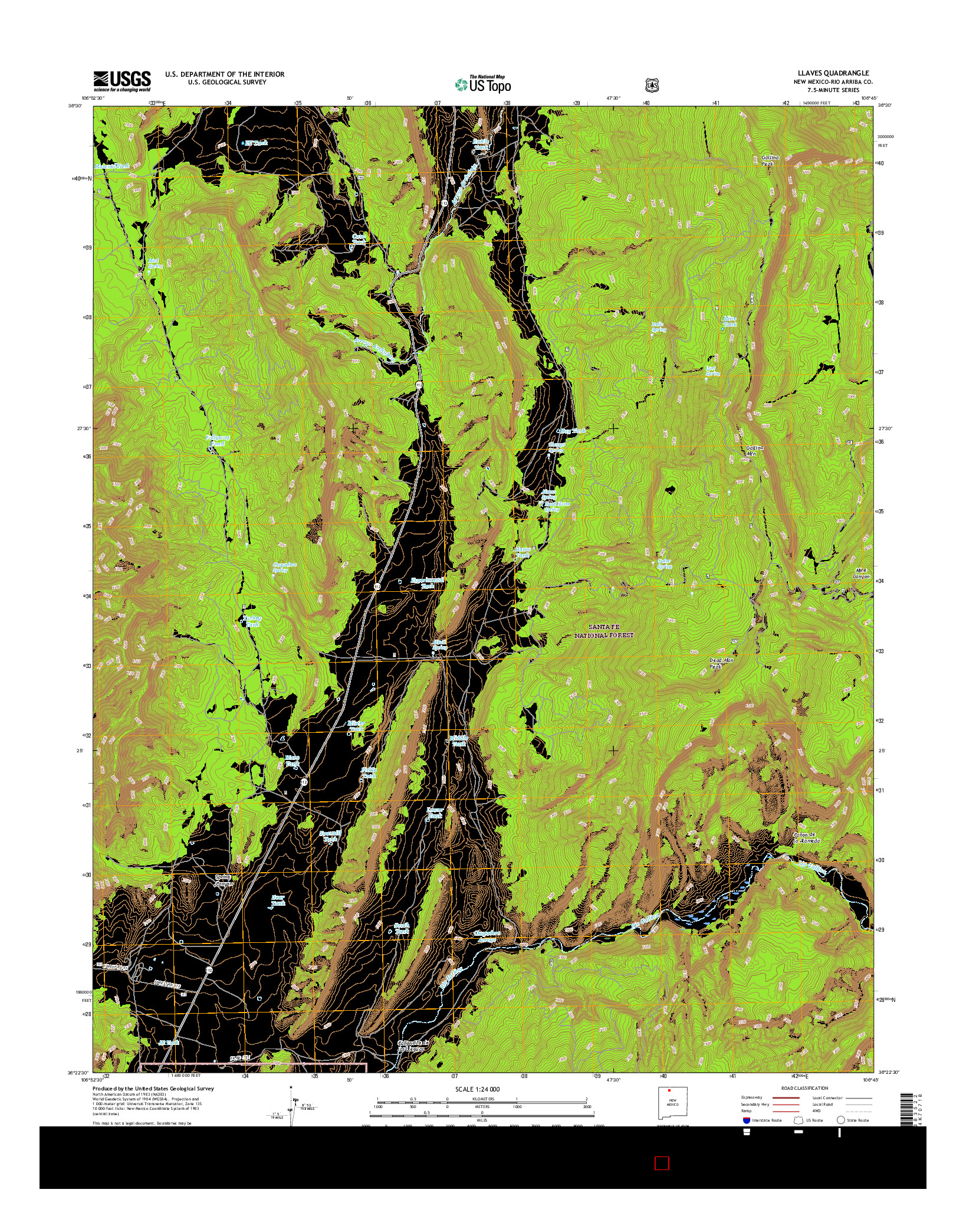 USGS US TOPO 7.5-MINUTE MAP FOR LLAVES, NM 2017