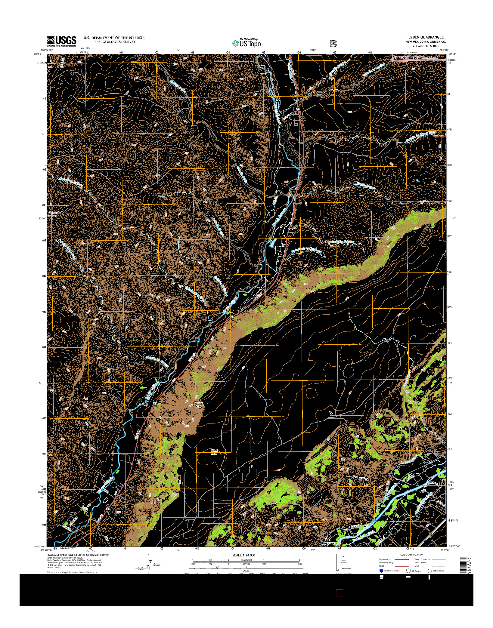 USGS US TOPO 7.5-MINUTE MAP FOR LYDEN, NM 2017