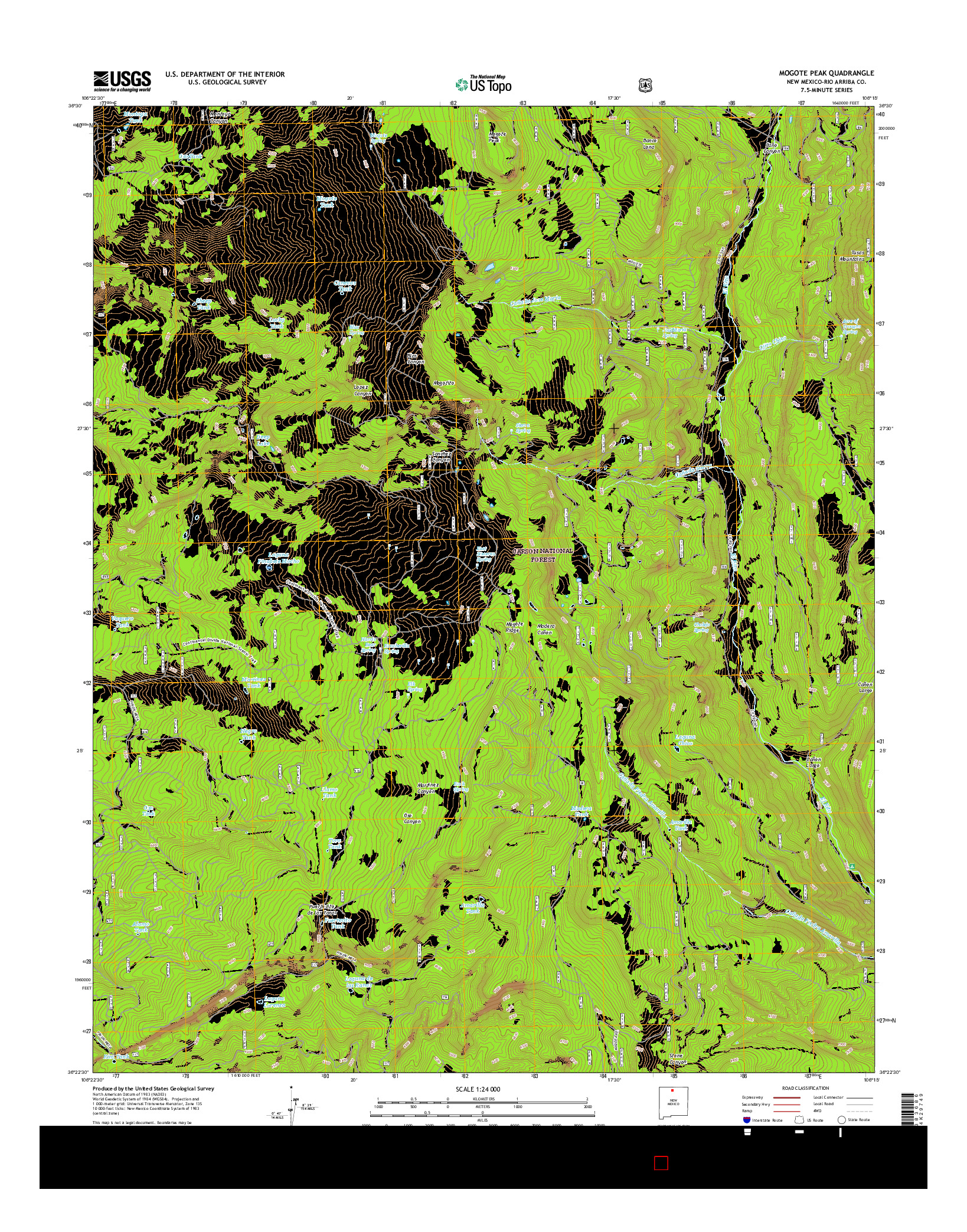 USGS US TOPO 7.5-MINUTE MAP FOR MOGOTE PEAK, NM 2017