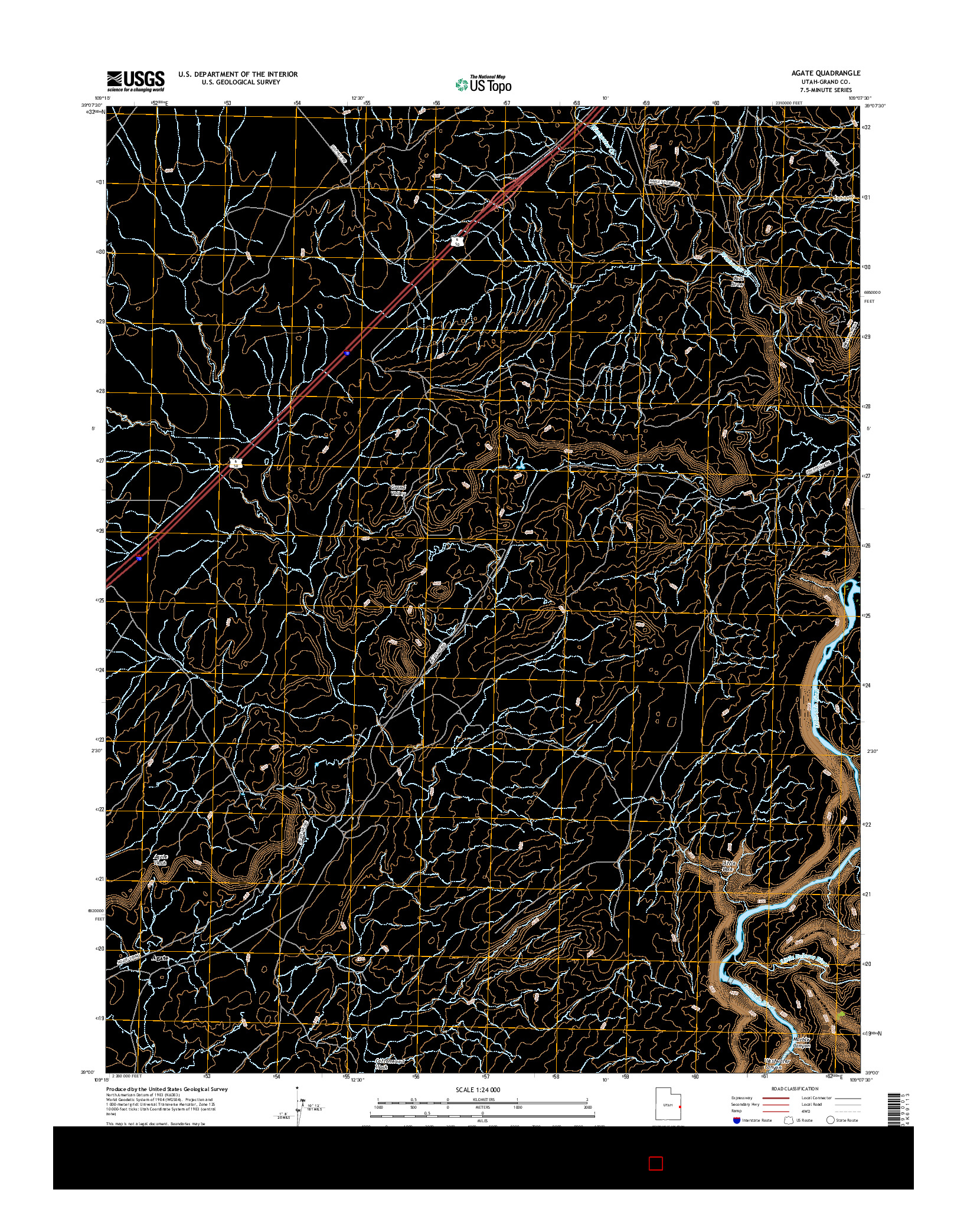 USGS US TOPO 7.5-MINUTE MAP FOR AGATE, UT 2017