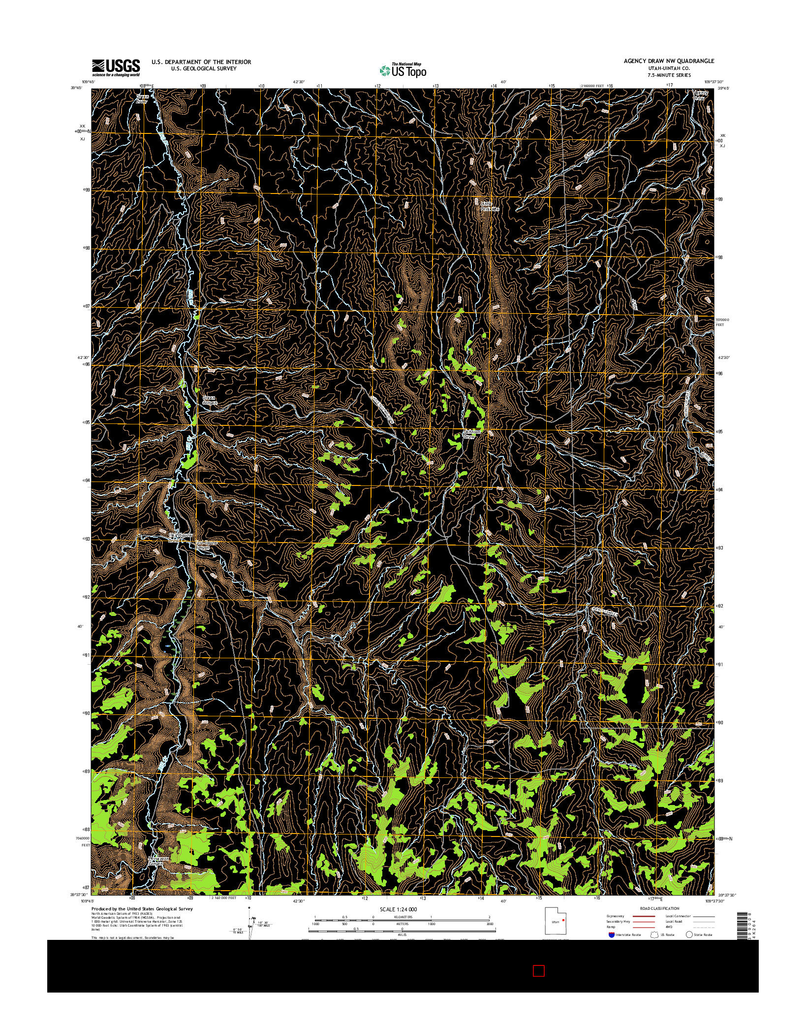 USGS US TOPO 7.5-MINUTE MAP FOR AGENCY DRAW NW, UT 2017
