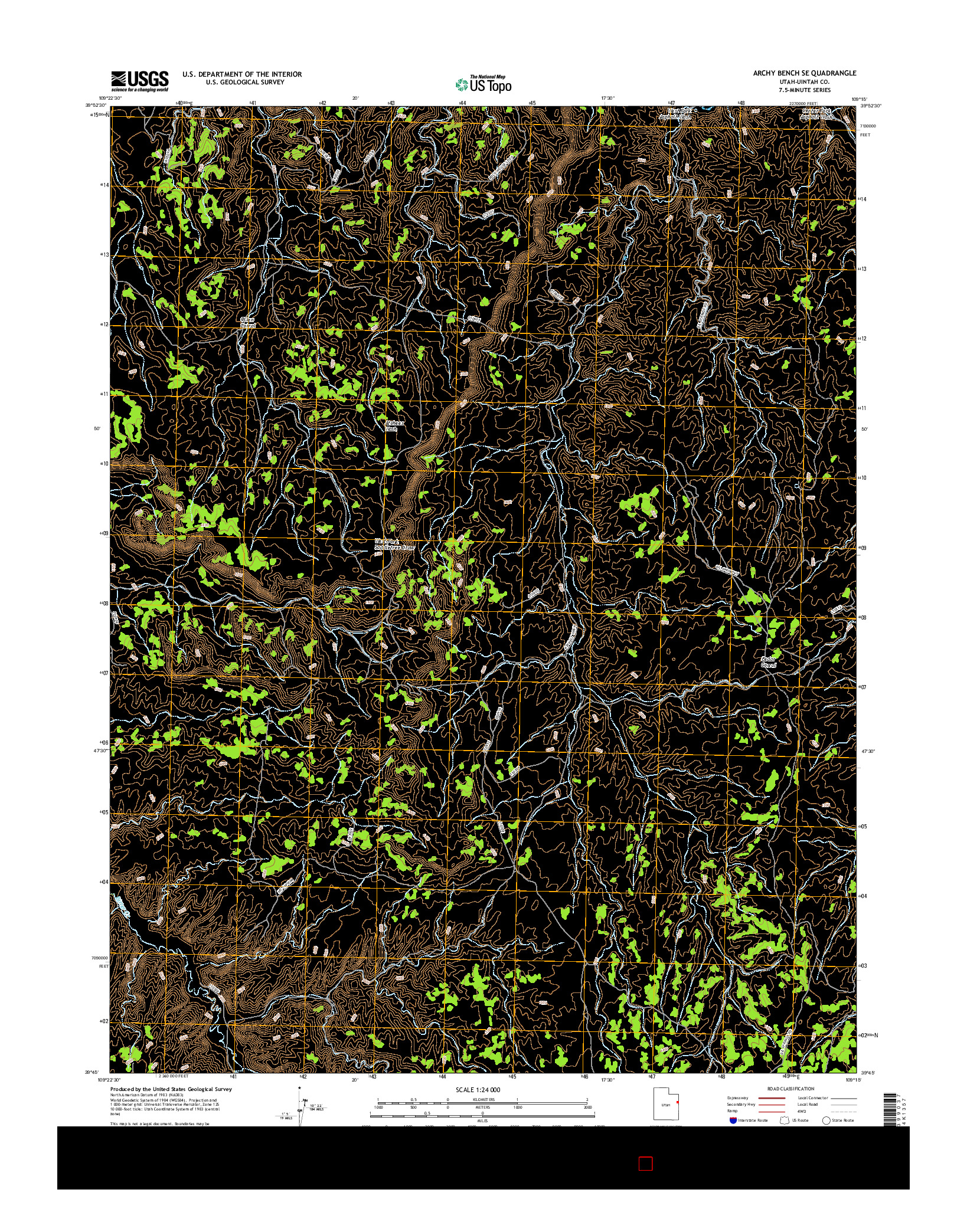 USGS US TOPO 7.5-MINUTE MAP FOR ARCHY BENCH SE, UT 2017