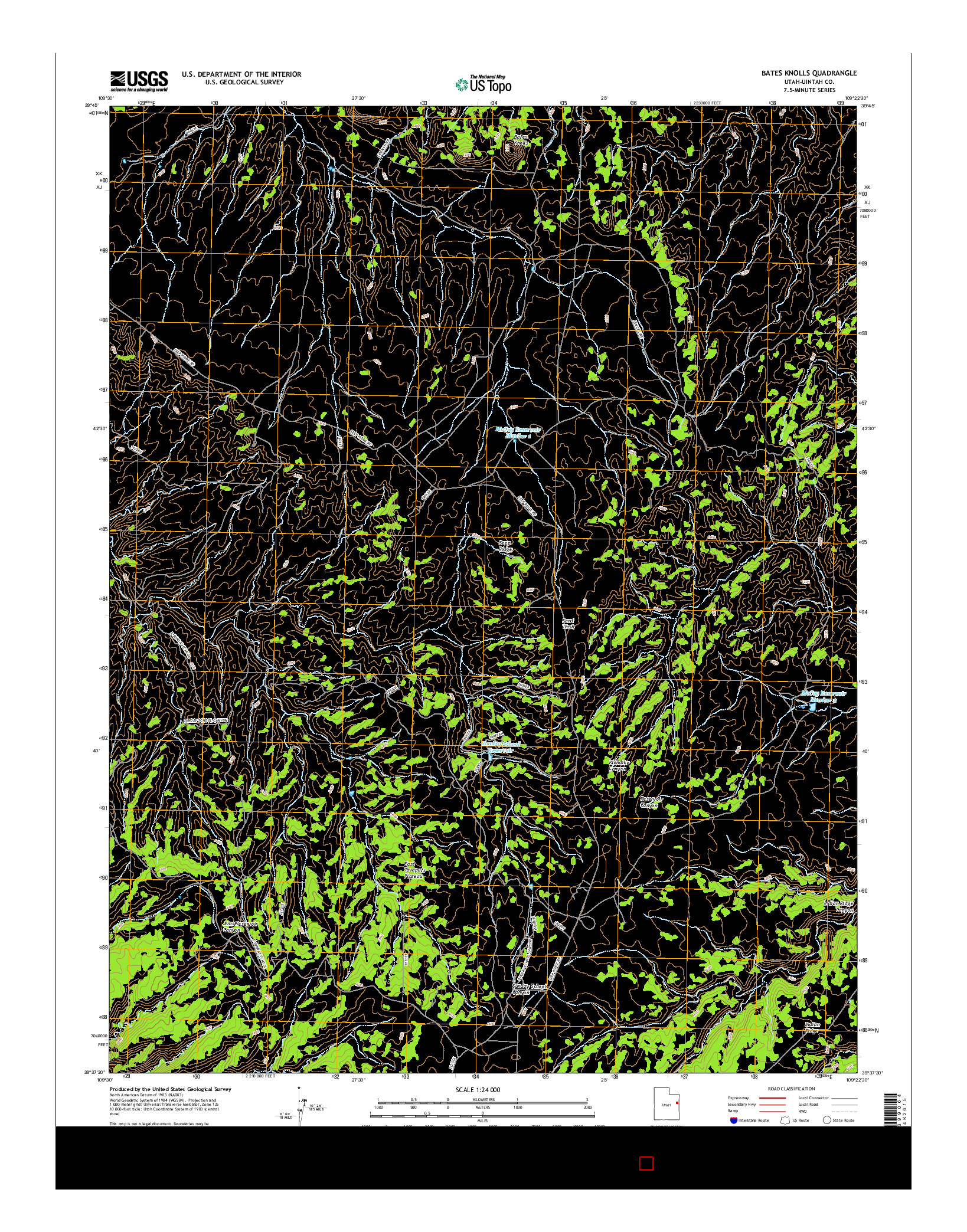 USGS US TOPO 7.5-MINUTE MAP FOR BATES KNOLLS, UT 2017