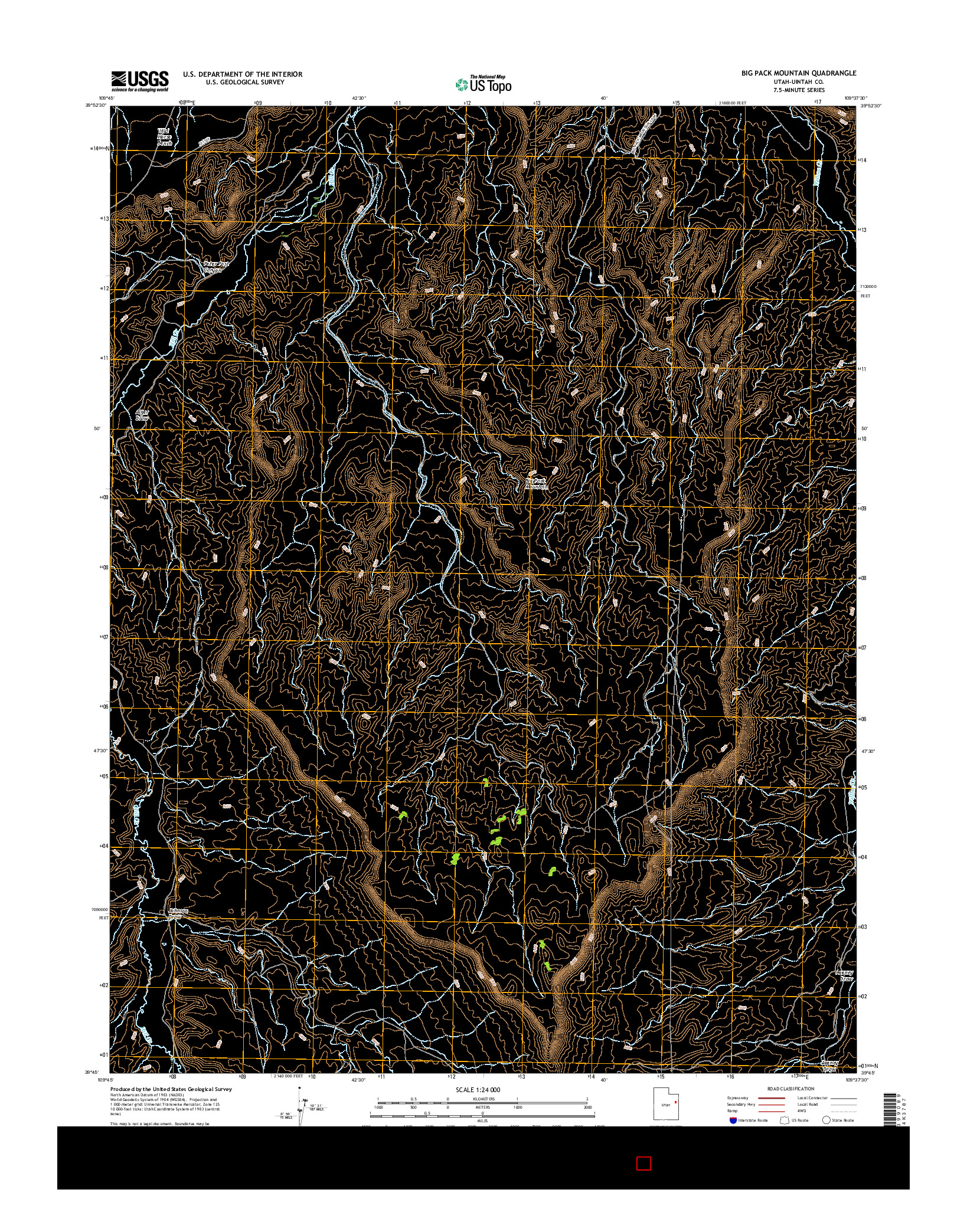 USGS US TOPO 7.5-MINUTE MAP FOR BIG PACK MOUNTAIN, UT 2017