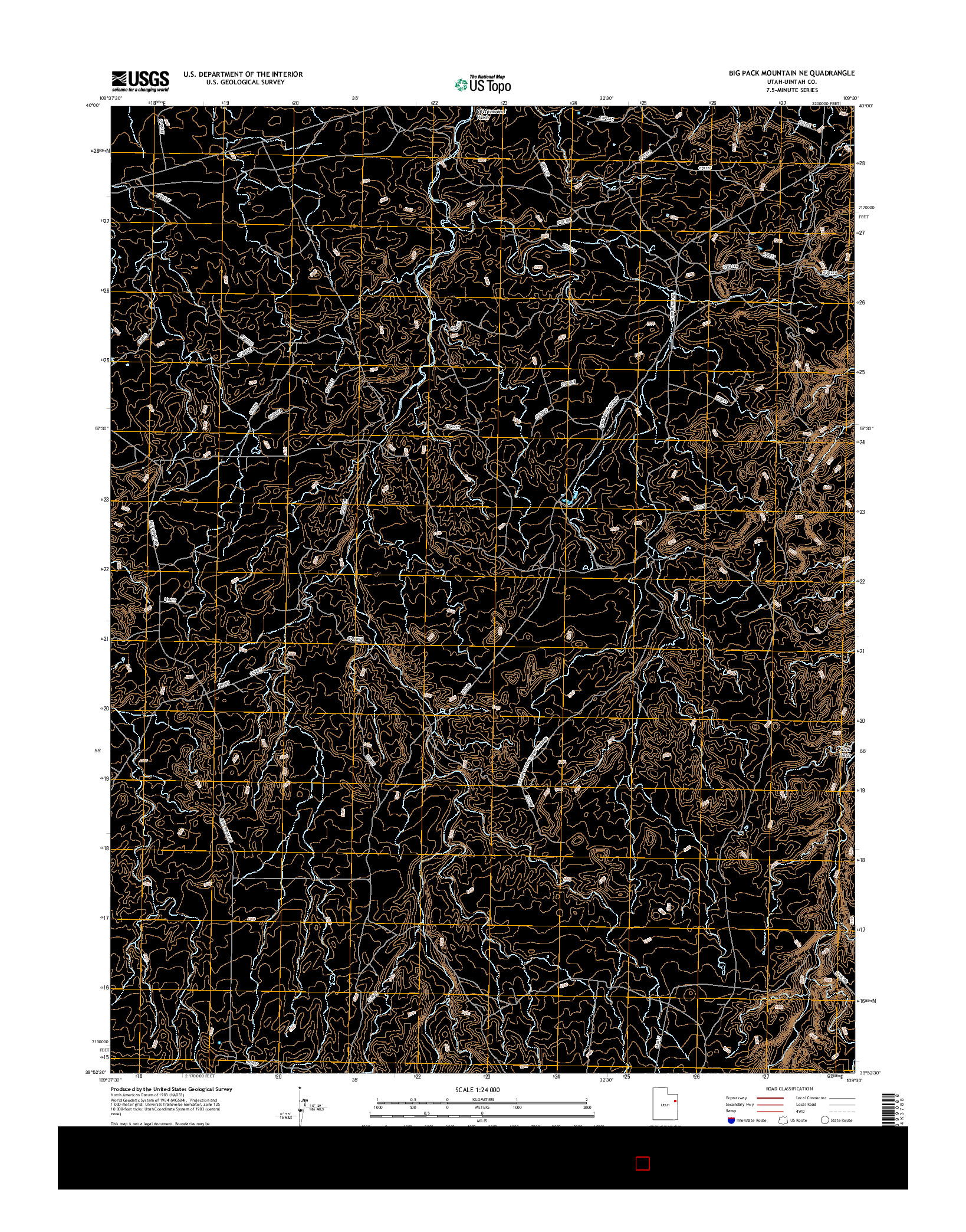 USGS US TOPO 7.5-MINUTE MAP FOR BIG PACK MOUNTAIN NE, UT 2017