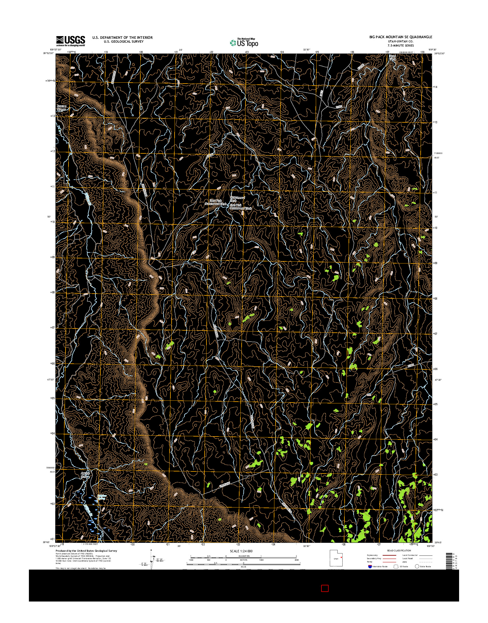 USGS US TOPO 7.5-MINUTE MAP FOR BIG PACK MOUNTAIN SE, UT 2017