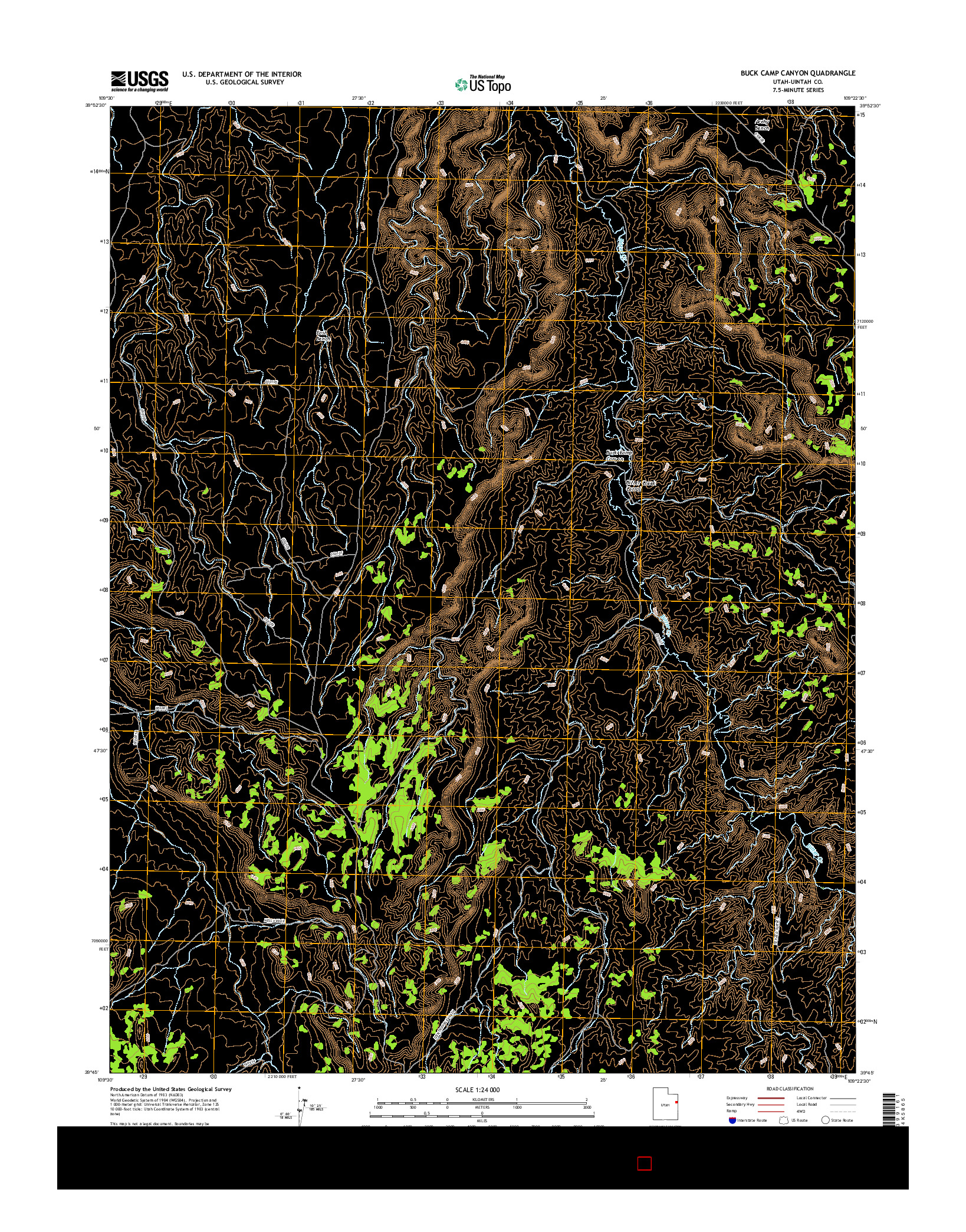 USGS US TOPO 7.5-MINUTE MAP FOR BUCK CAMP CANYON, UT 2017