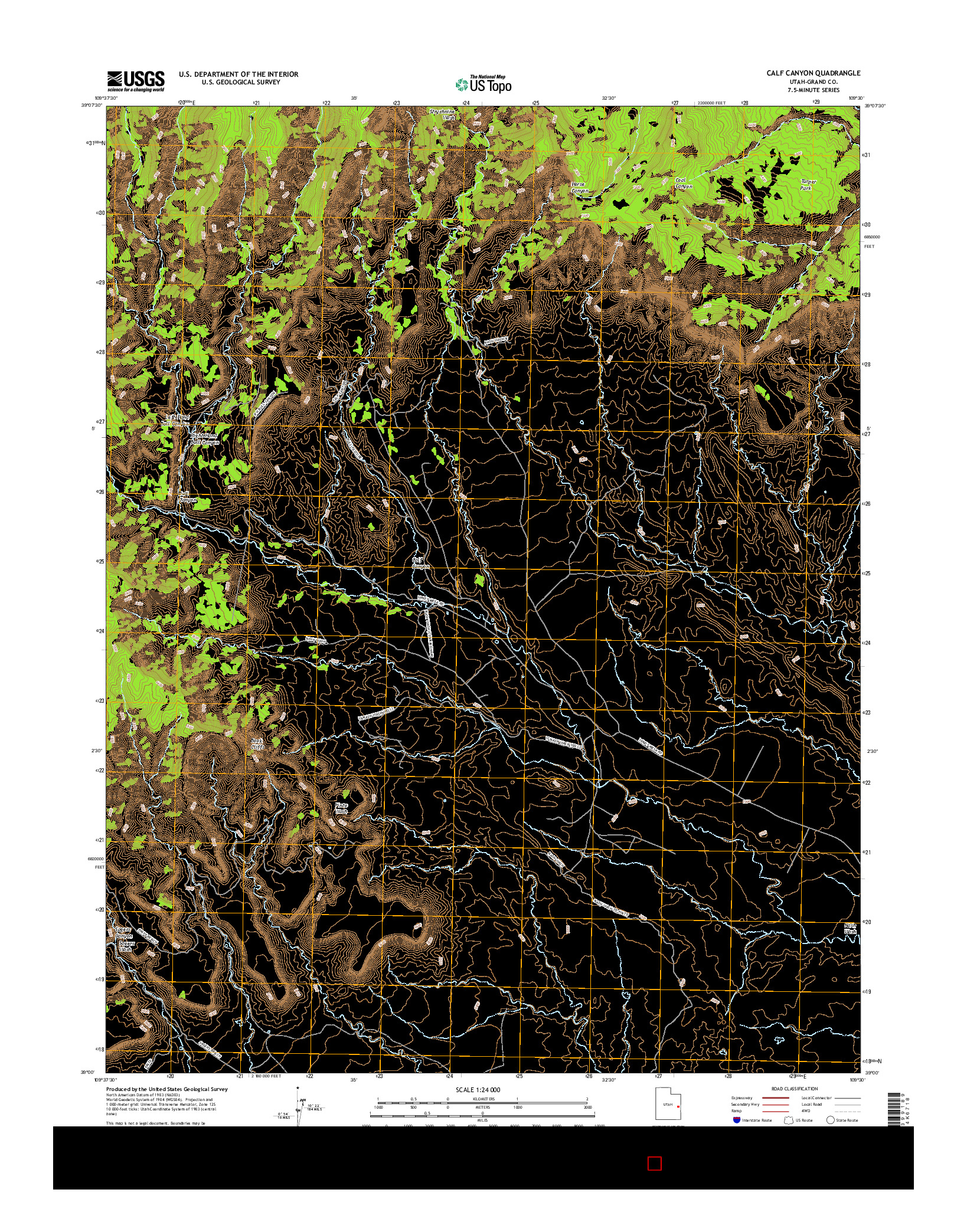 USGS US TOPO 7.5-MINUTE MAP FOR CALF CANYON, UT 2017