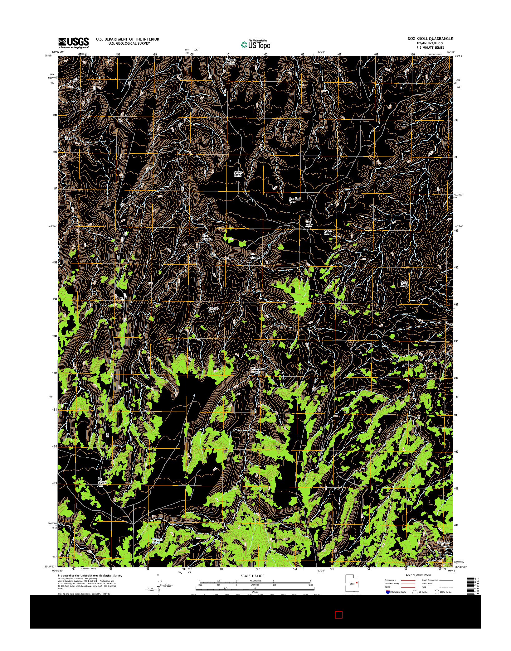 USGS US TOPO 7.5-MINUTE MAP FOR DOG KNOLL, UT 2017