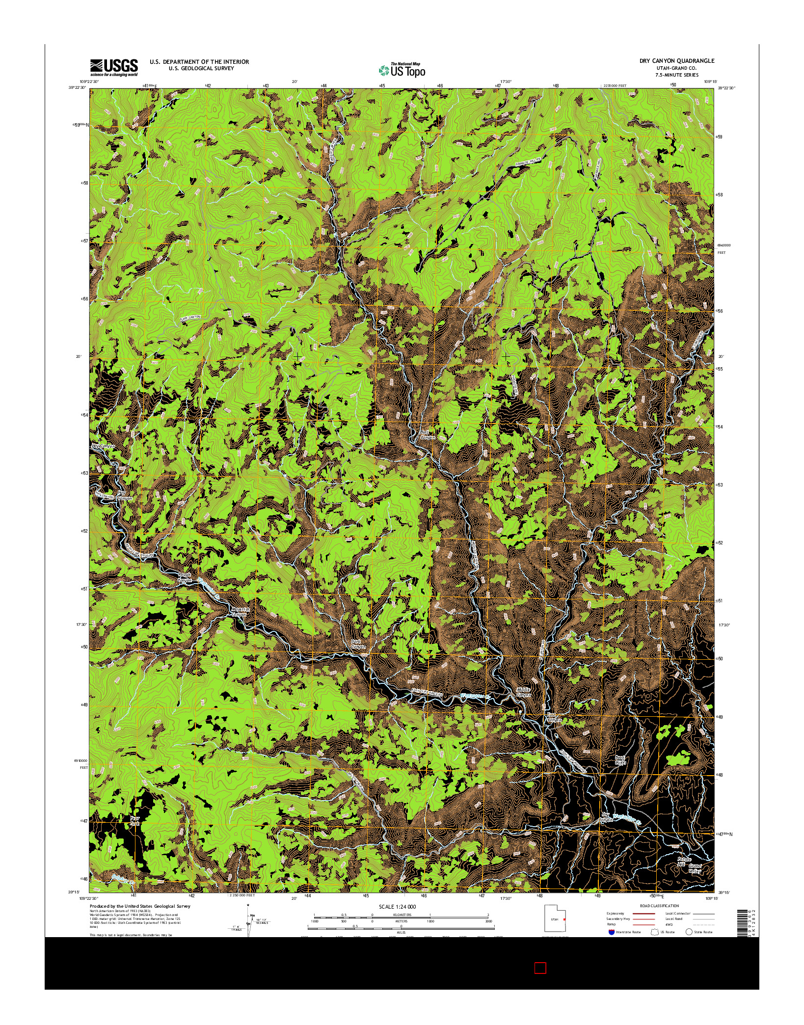 USGS US TOPO 7.5-MINUTE MAP FOR DRY CANYON, UT 2017