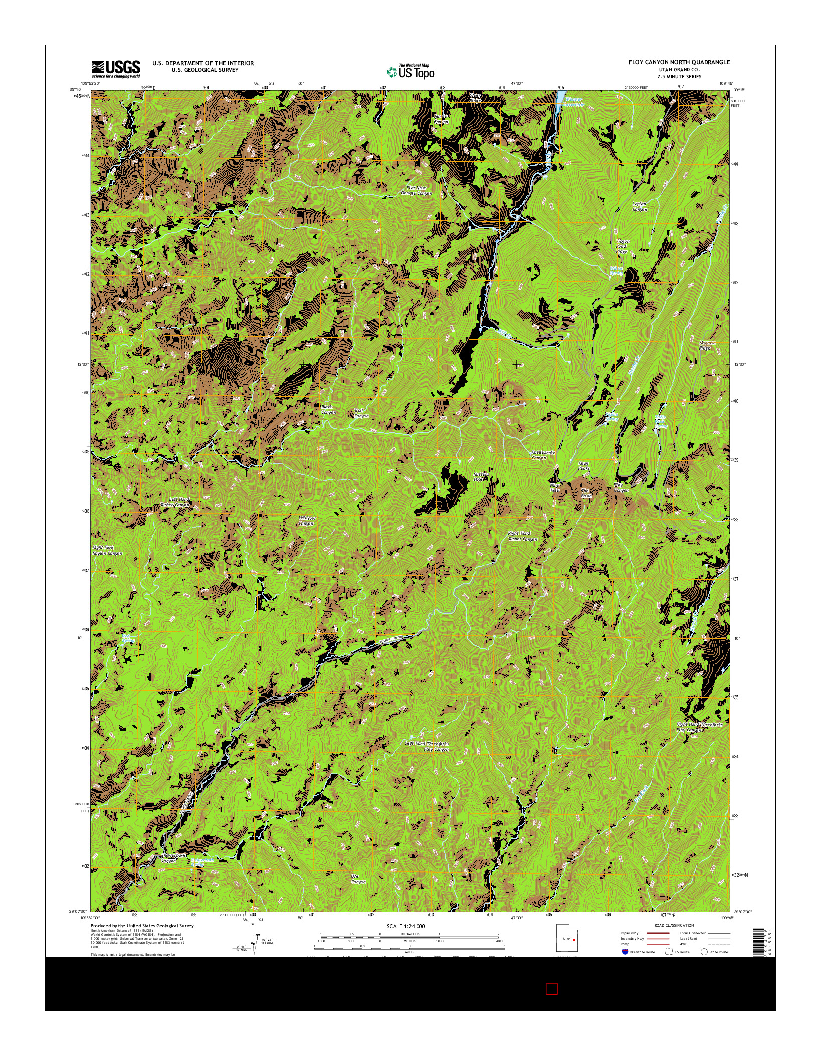 USGS US TOPO 7.5-MINUTE MAP FOR FLOY CANYON NORTH, UT 2017