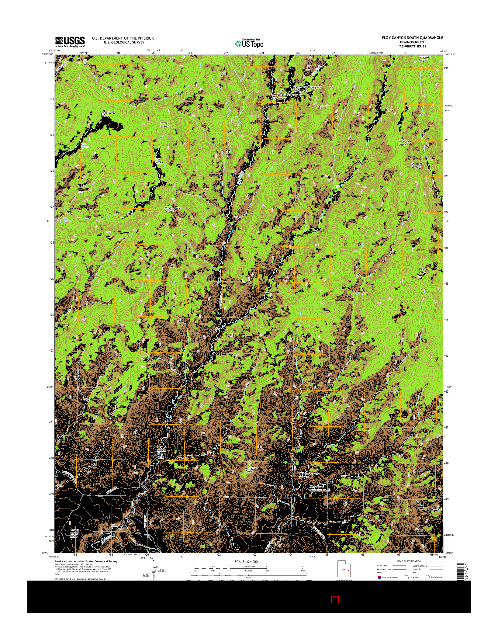 USGS US TOPO 7.5-MINUTE MAP FOR FLOY CANYON SOUTH, UT 2017