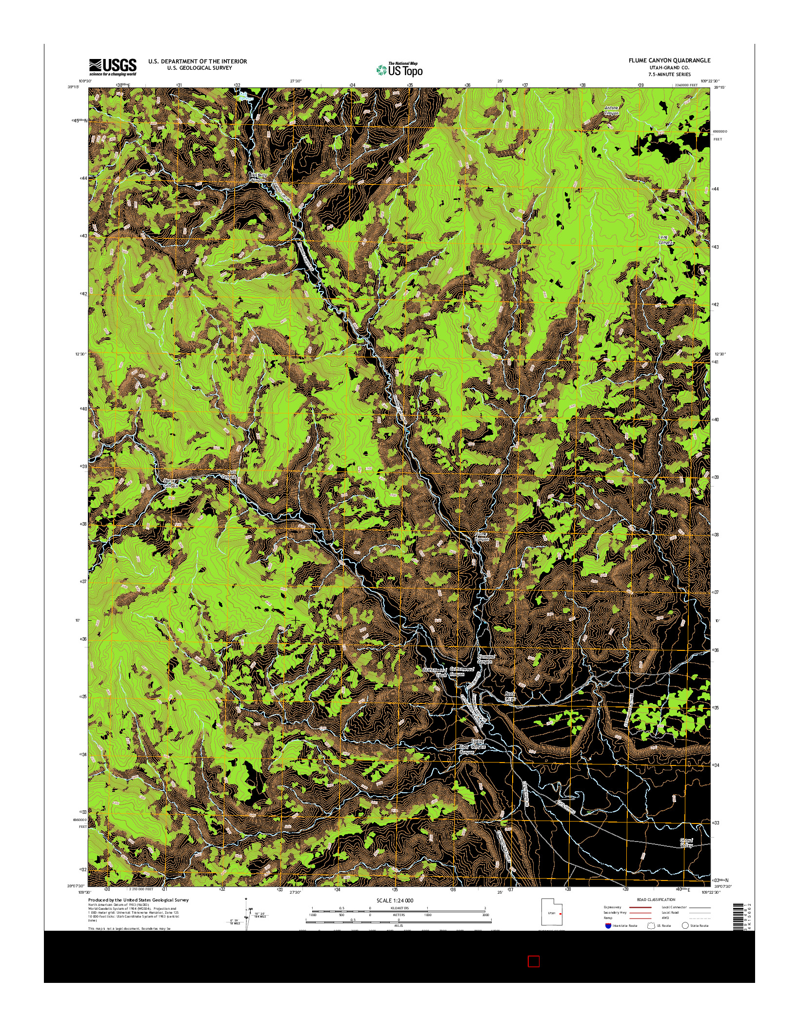 USGS US TOPO 7.5-MINUTE MAP FOR FLUME CANYON, UT 2017