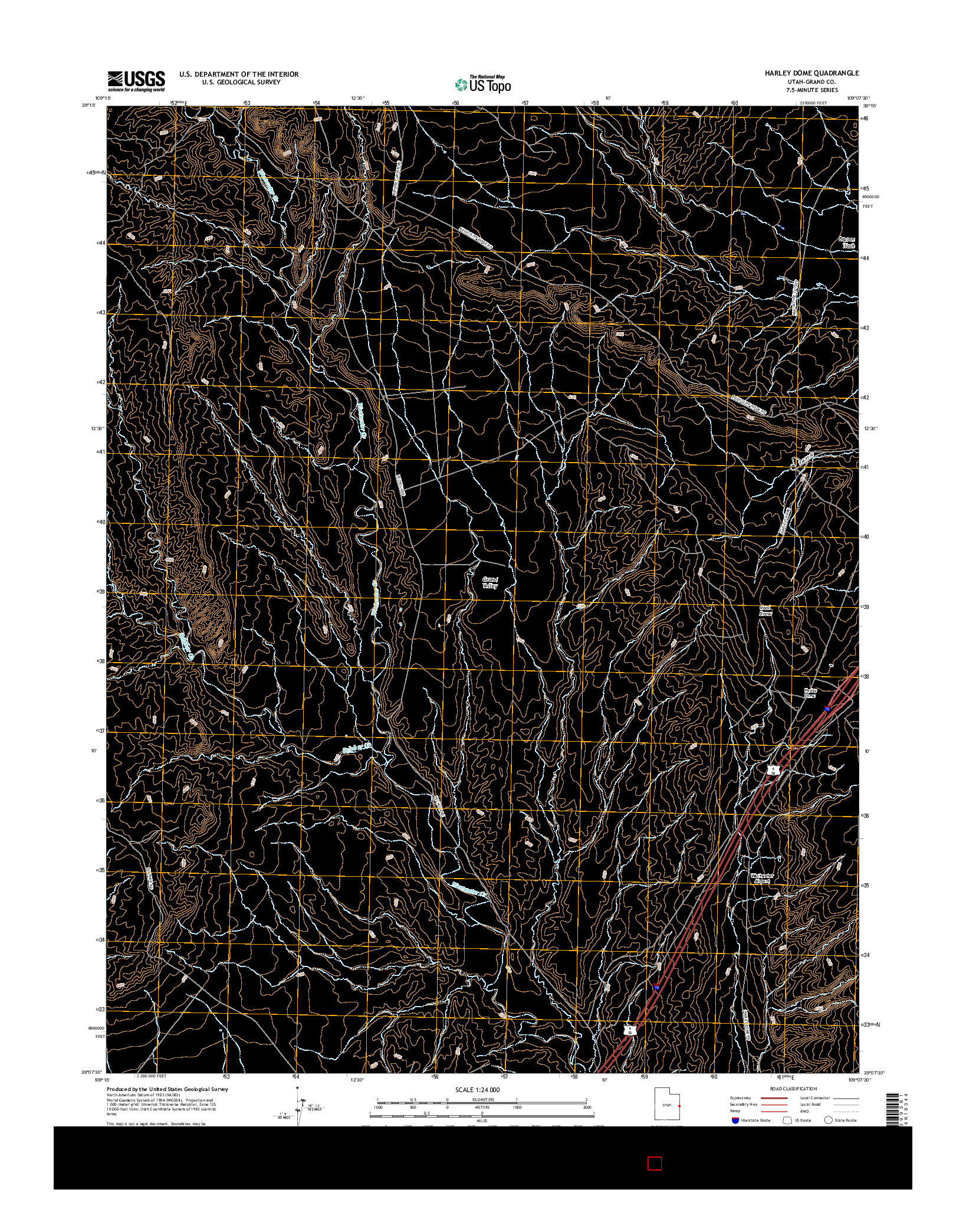 USGS US TOPO 7.5-MINUTE MAP FOR HARLEY DOME, UT 2017