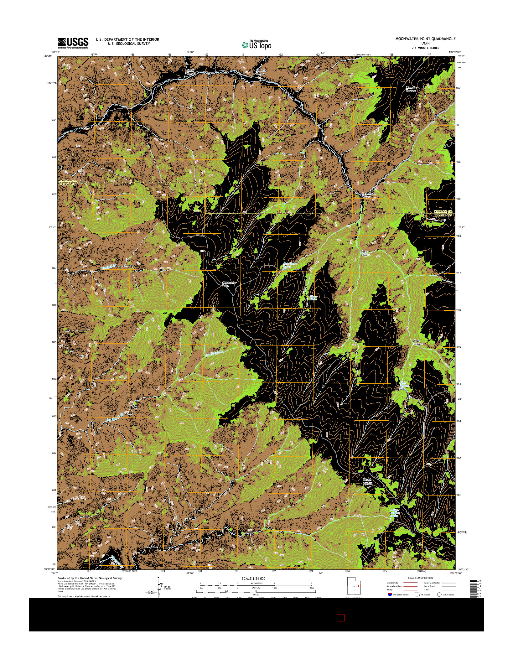 USGS US TOPO 7.5-MINUTE MAP FOR MOONWATER POINT, UT 2017