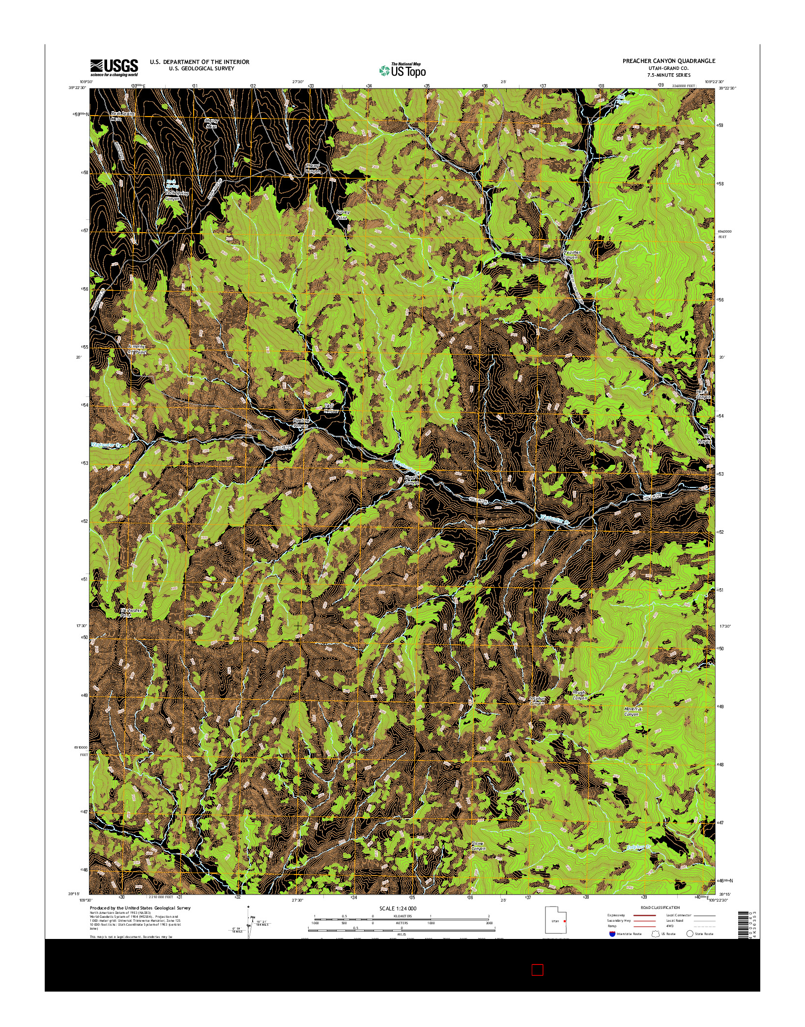 USGS US TOPO 7.5-MINUTE MAP FOR PREACHER CANYON, UT 2017