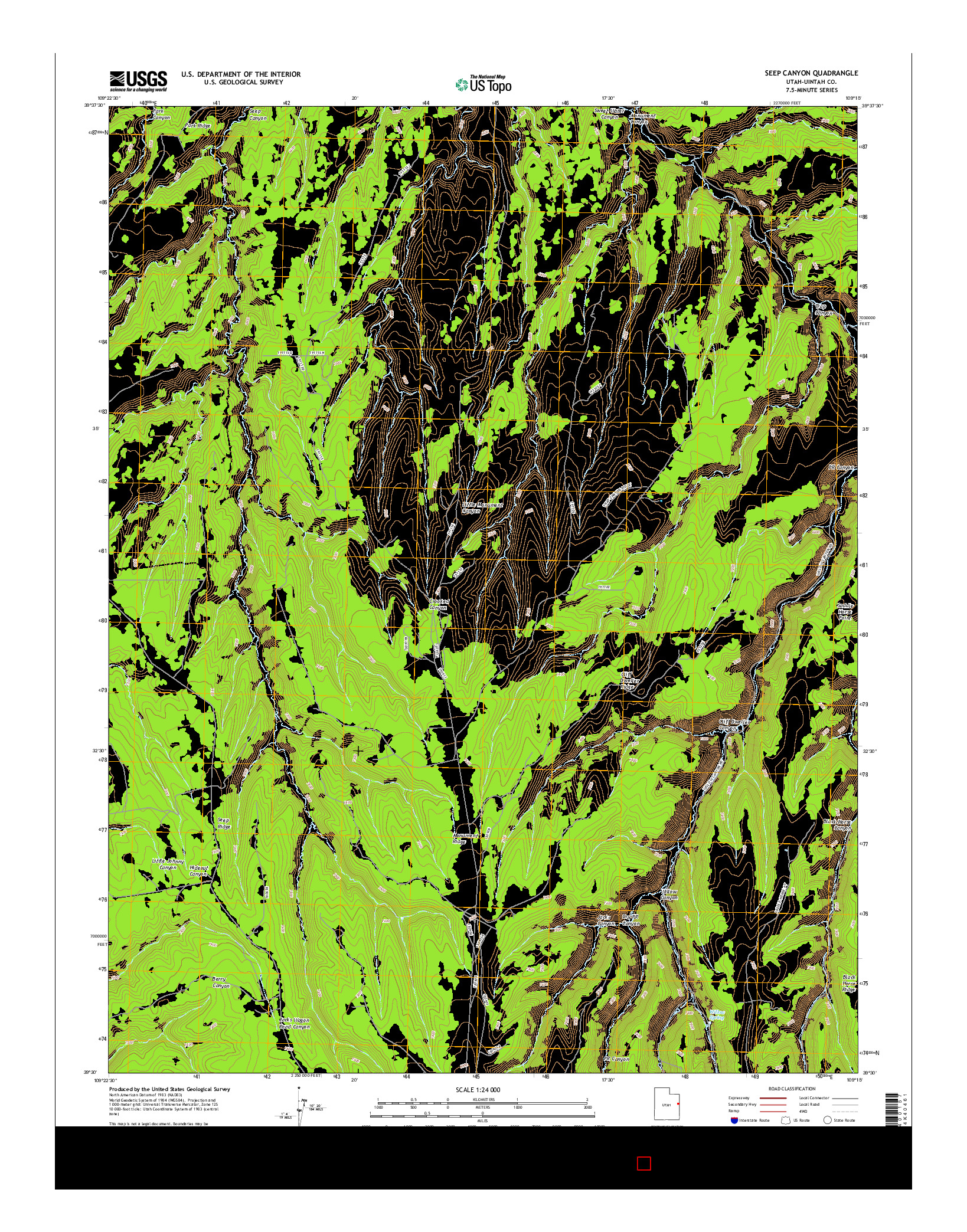 USGS US TOPO 7.5-MINUTE MAP FOR SEEP CANYON, UT 2017