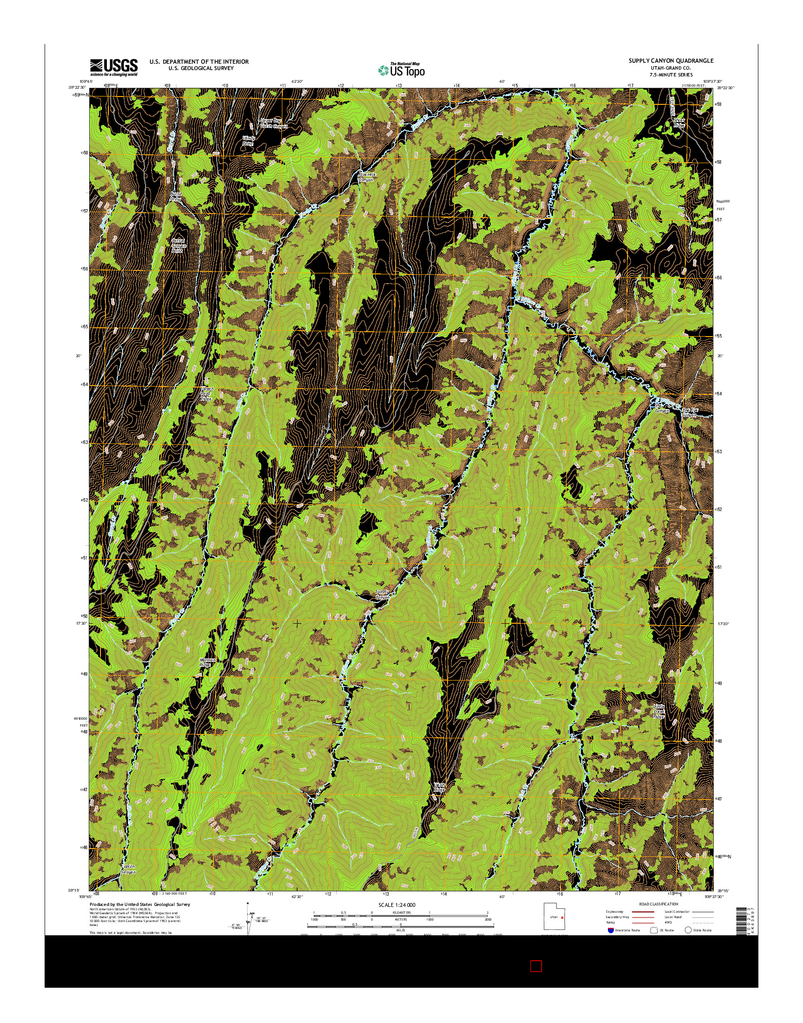USGS US TOPO 7.5-MINUTE MAP FOR SUPPLY CANYON, UT 2017