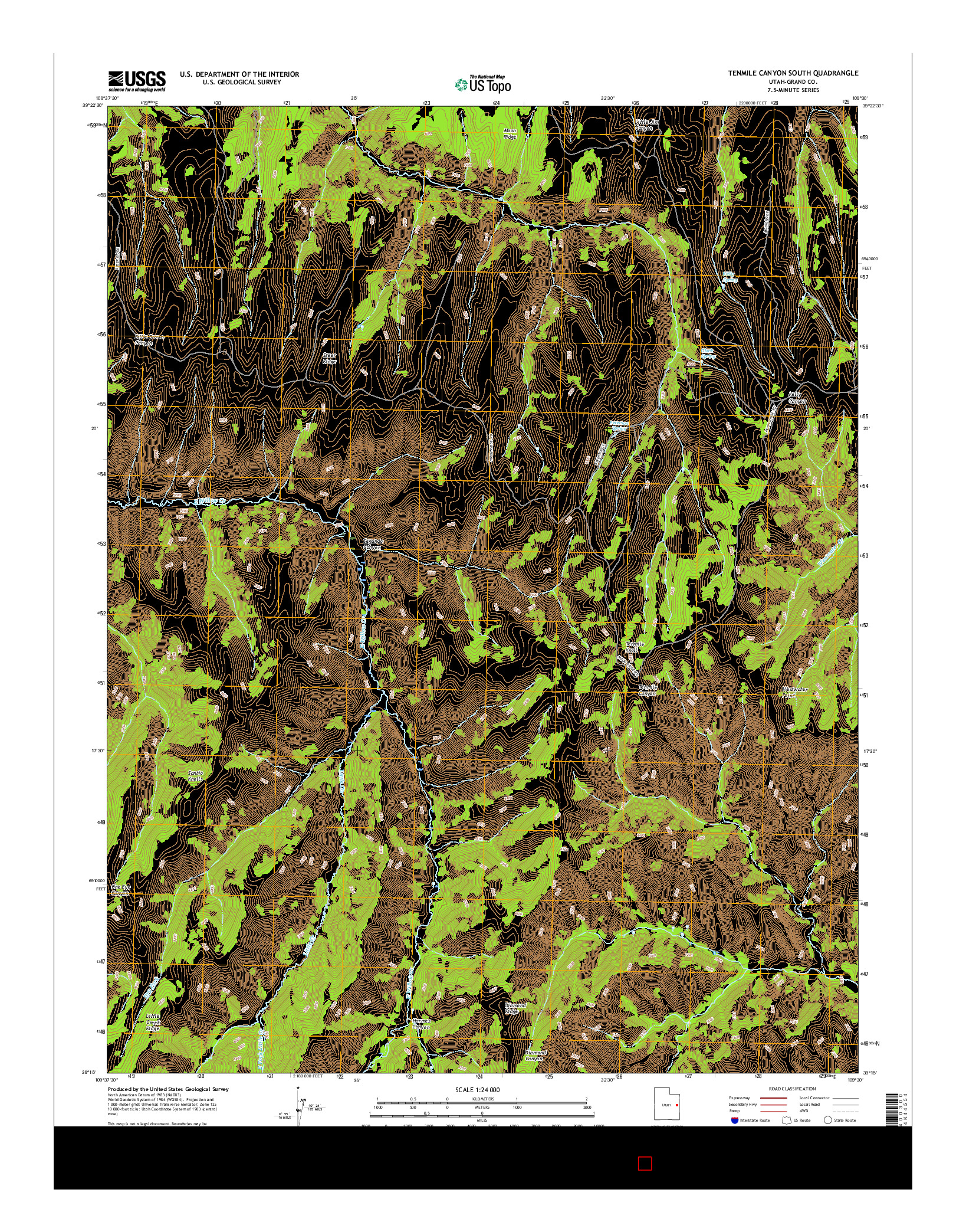 USGS US TOPO 7.5-MINUTE MAP FOR TENMILE CANYON SOUTH, UT 2017