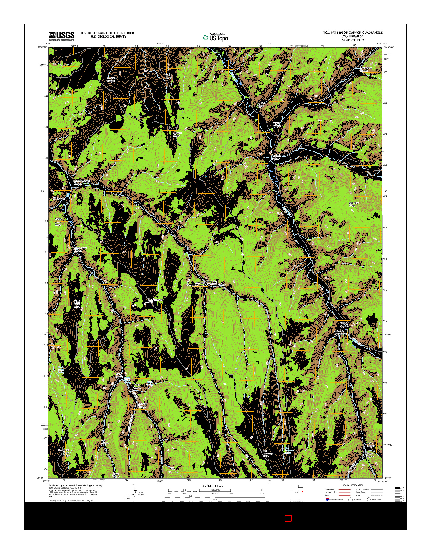 USGS US TOPO 7.5-MINUTE MAP FOR TOM PATTERSON CANYON, UT 2017