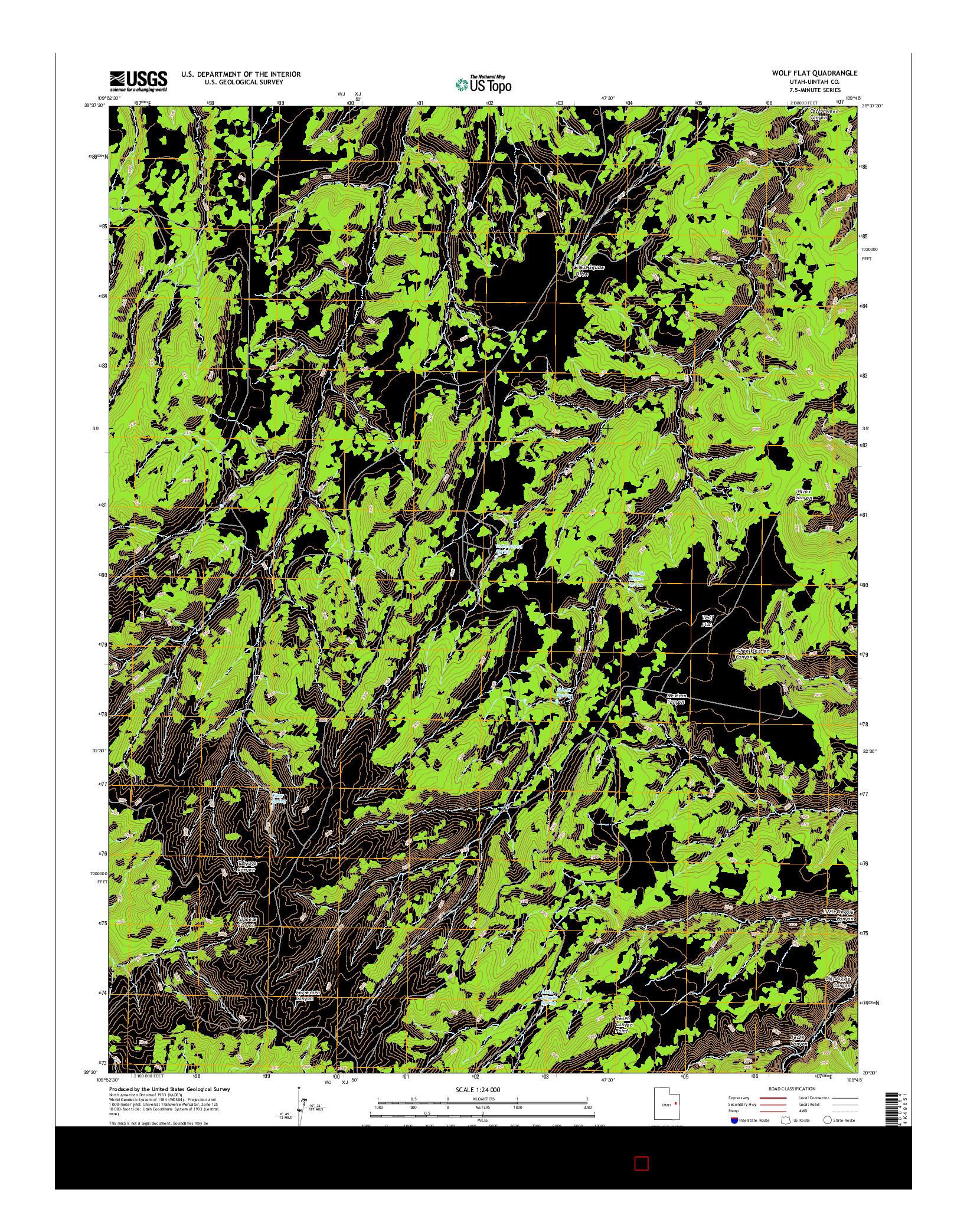 USGS US TOPO 7.5-MINUTE MAP FOR WOLF FLAT, UT 2017