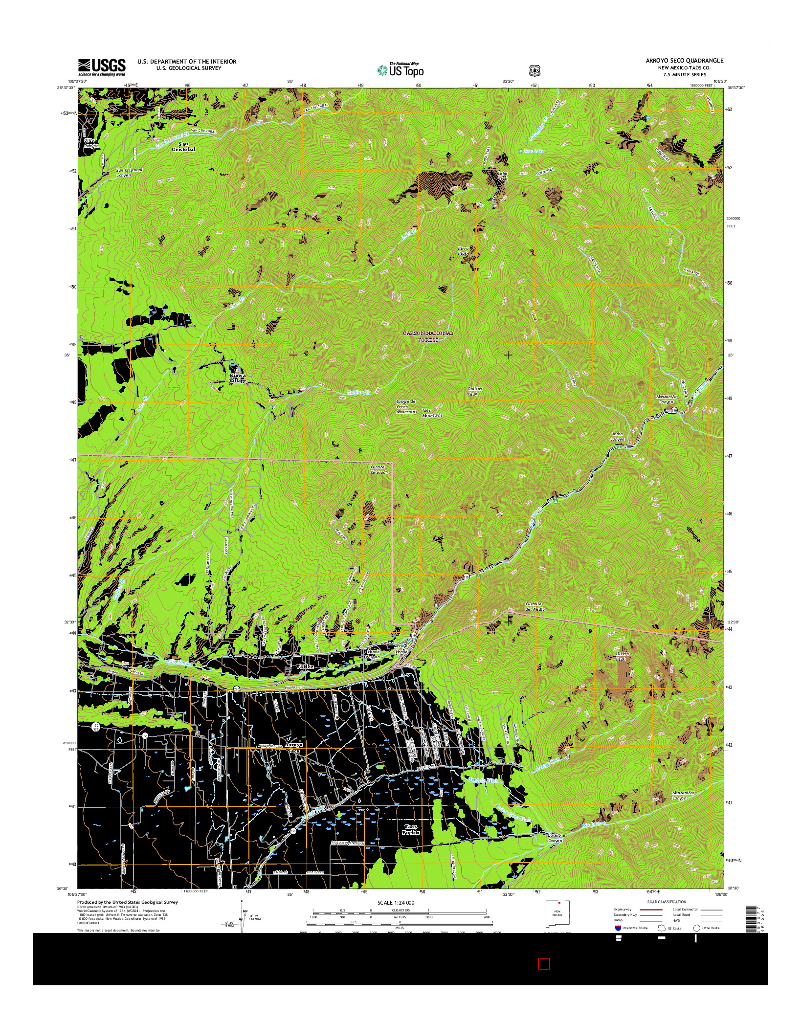 USGS US TOPO 7.5-MINUTE MAP FOR ARROYO SECO, NM 2017