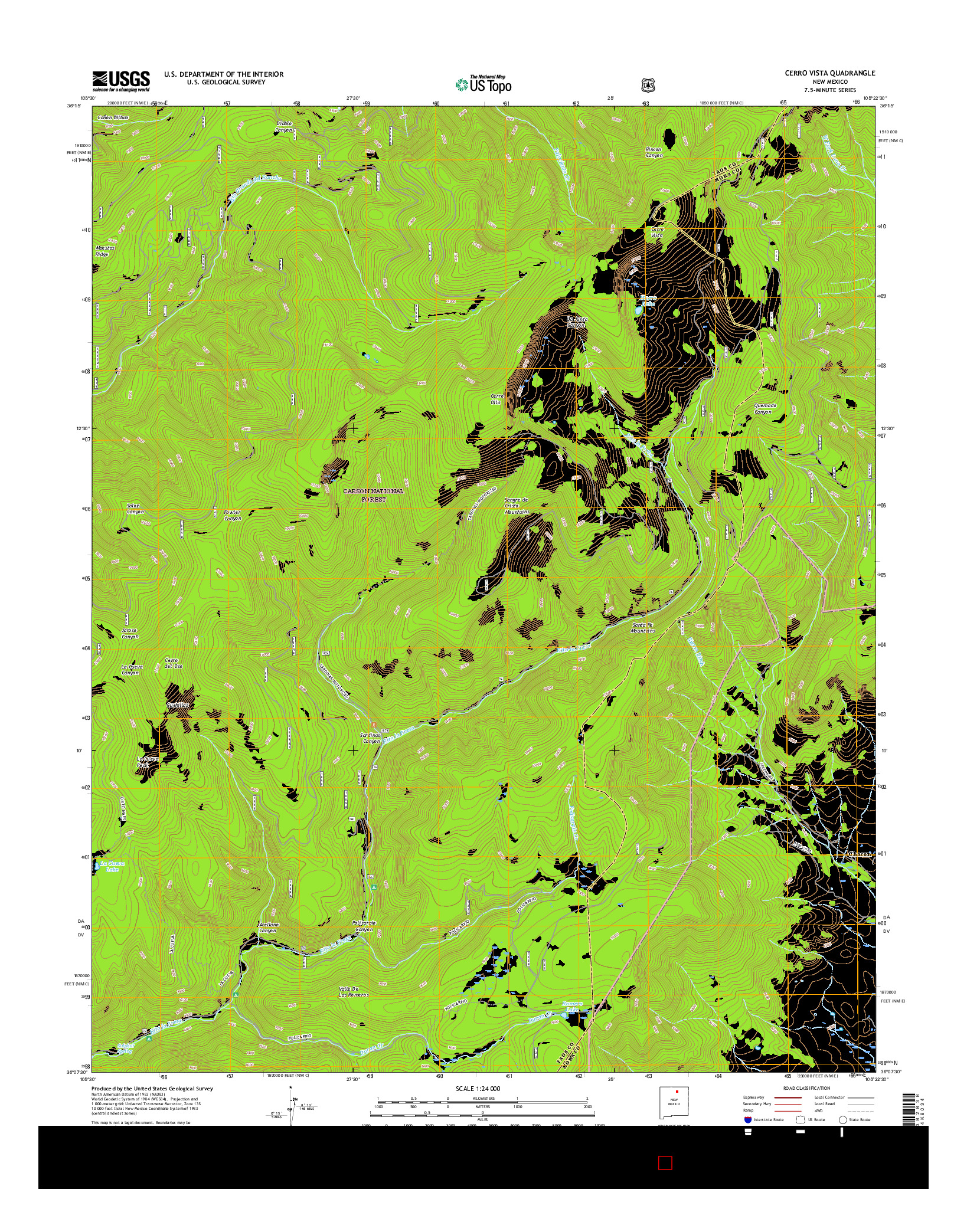 USGS US TOPO 7.5-MINUTE MAP FOR CERRO VISTA, NM 2017