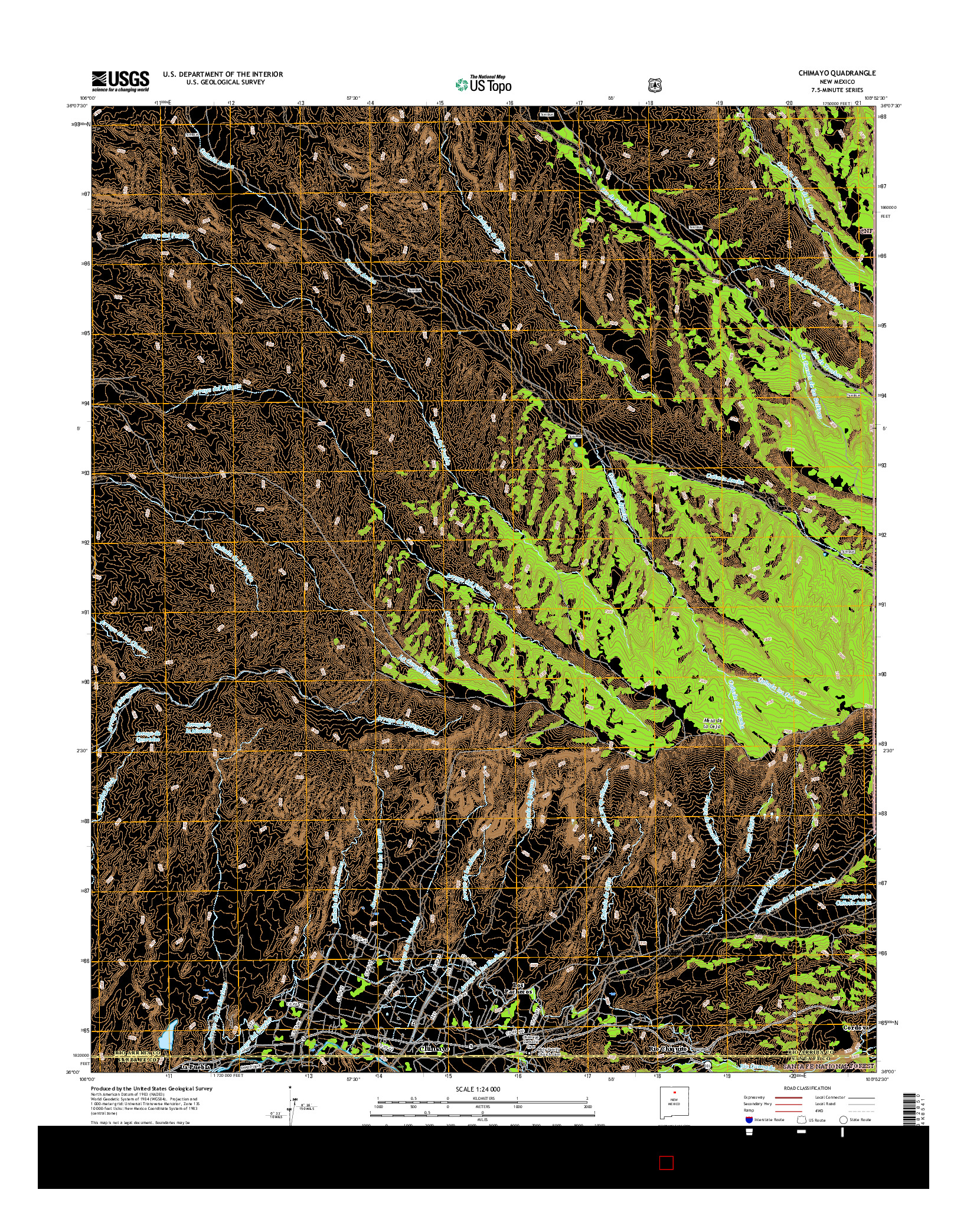 USGS US TOPO 7.5-MINUTE MAP FOR CHIMAYO, NM 2017