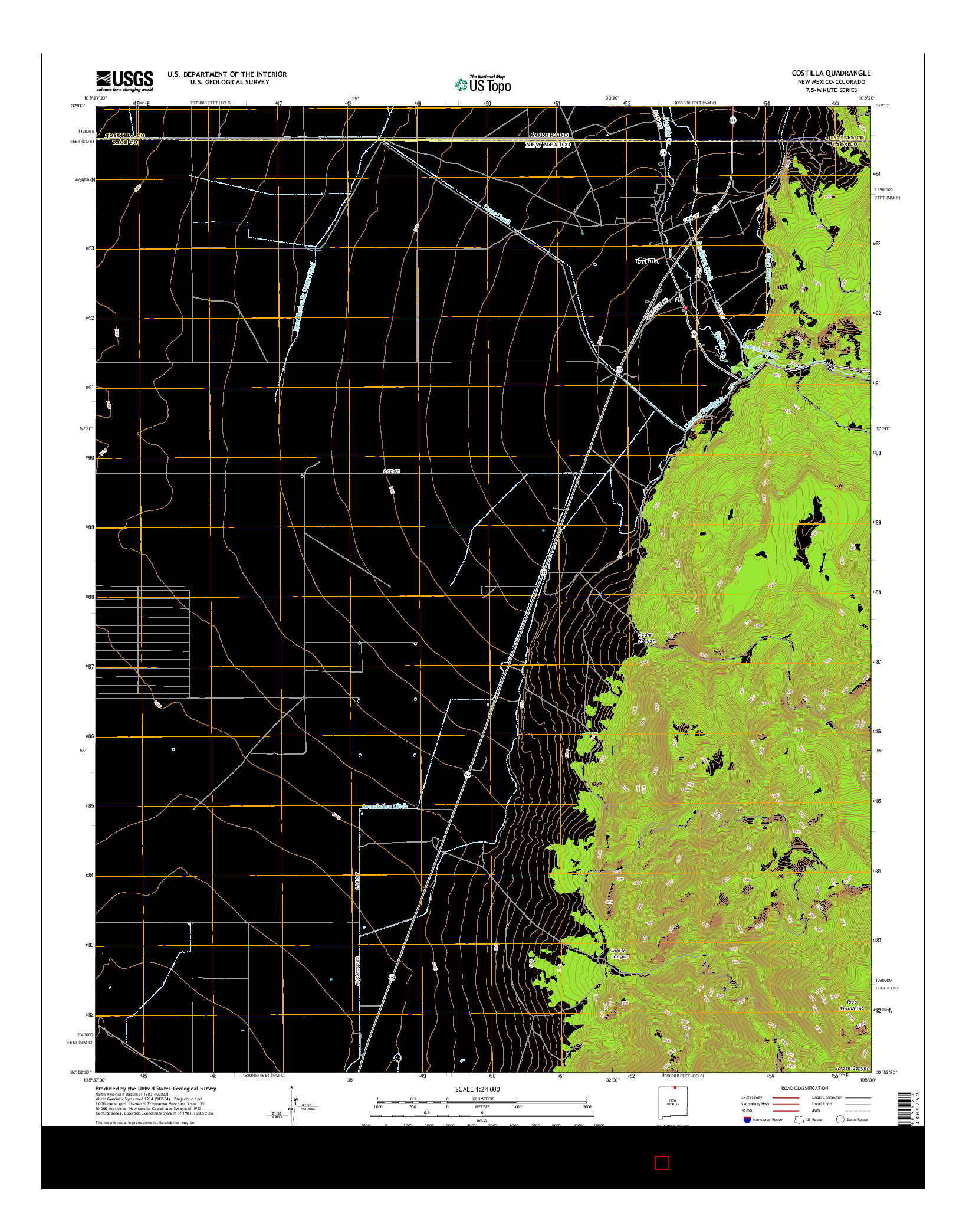 USGS US TOPO 7.5-MINUTE MAP FOR COSTILLA, NM-CO 2017