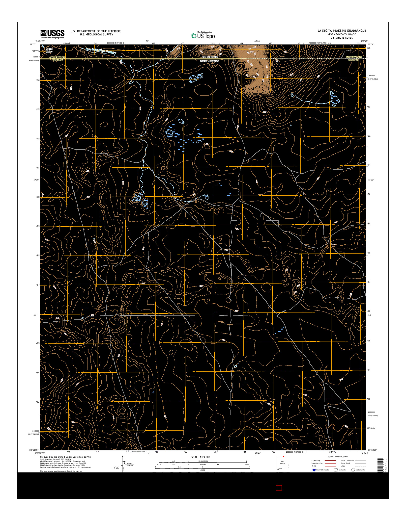 USGS US TOPO 7.5-MINUTE MAP FOR LA SEGITA PEAKS NE, NM-CO 2017