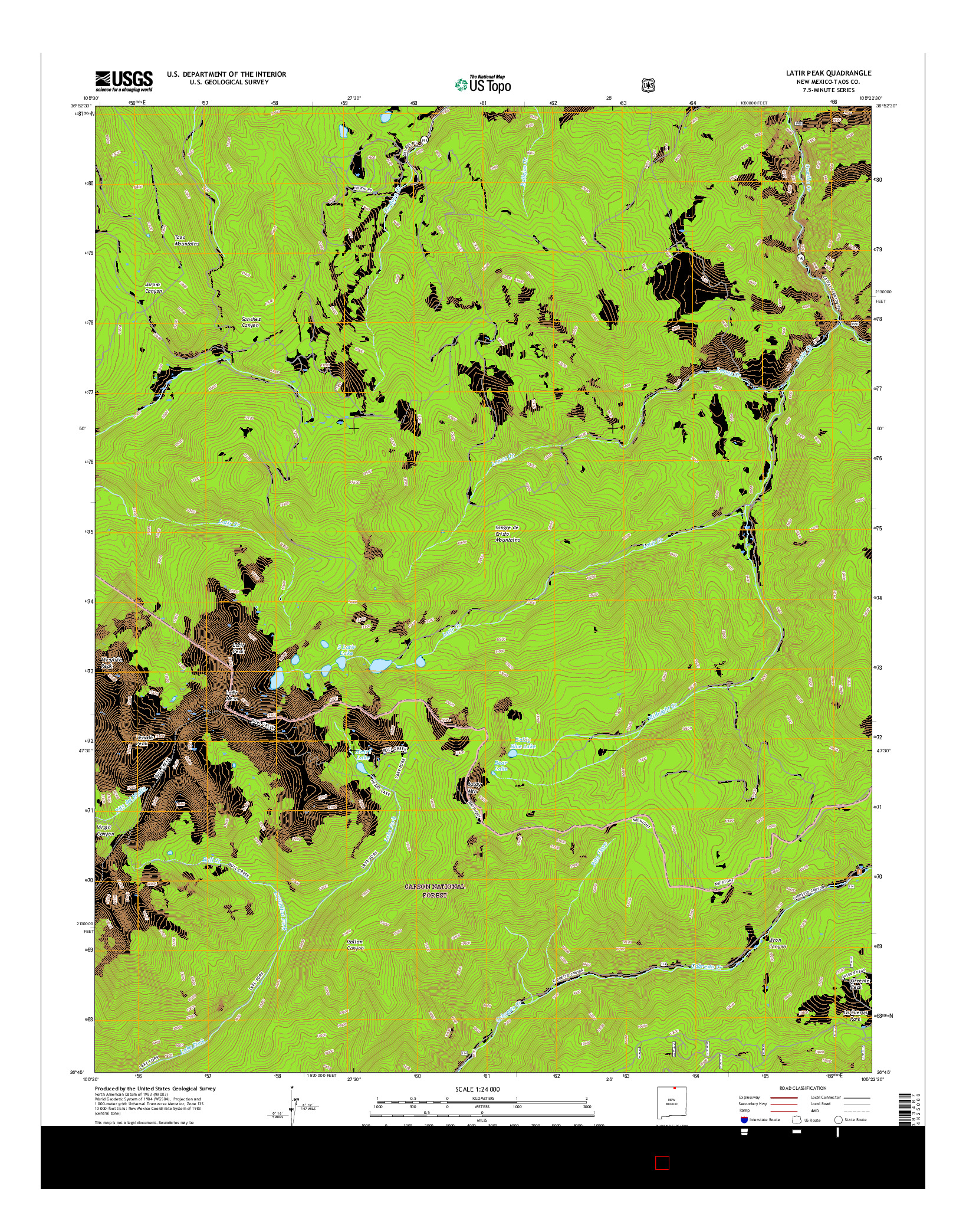 USGS US TOPO 7.5-MINUTE MAP FOR LATIR PEAK, NM 2017