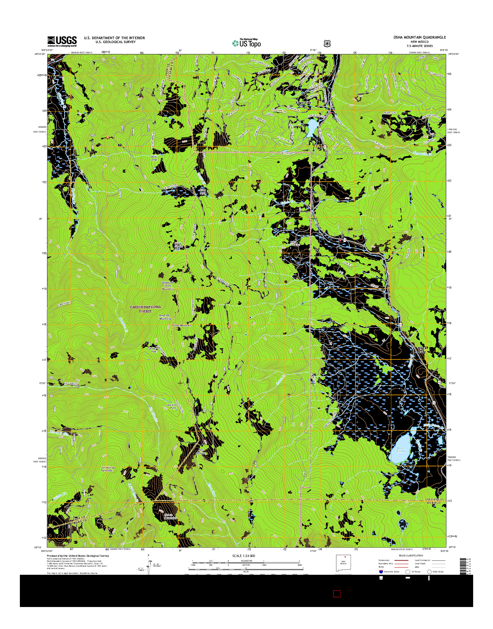 USGS US TOPO 7.5-MINUTE MAP FOR OSHA MOUNTAIN, NM 2017