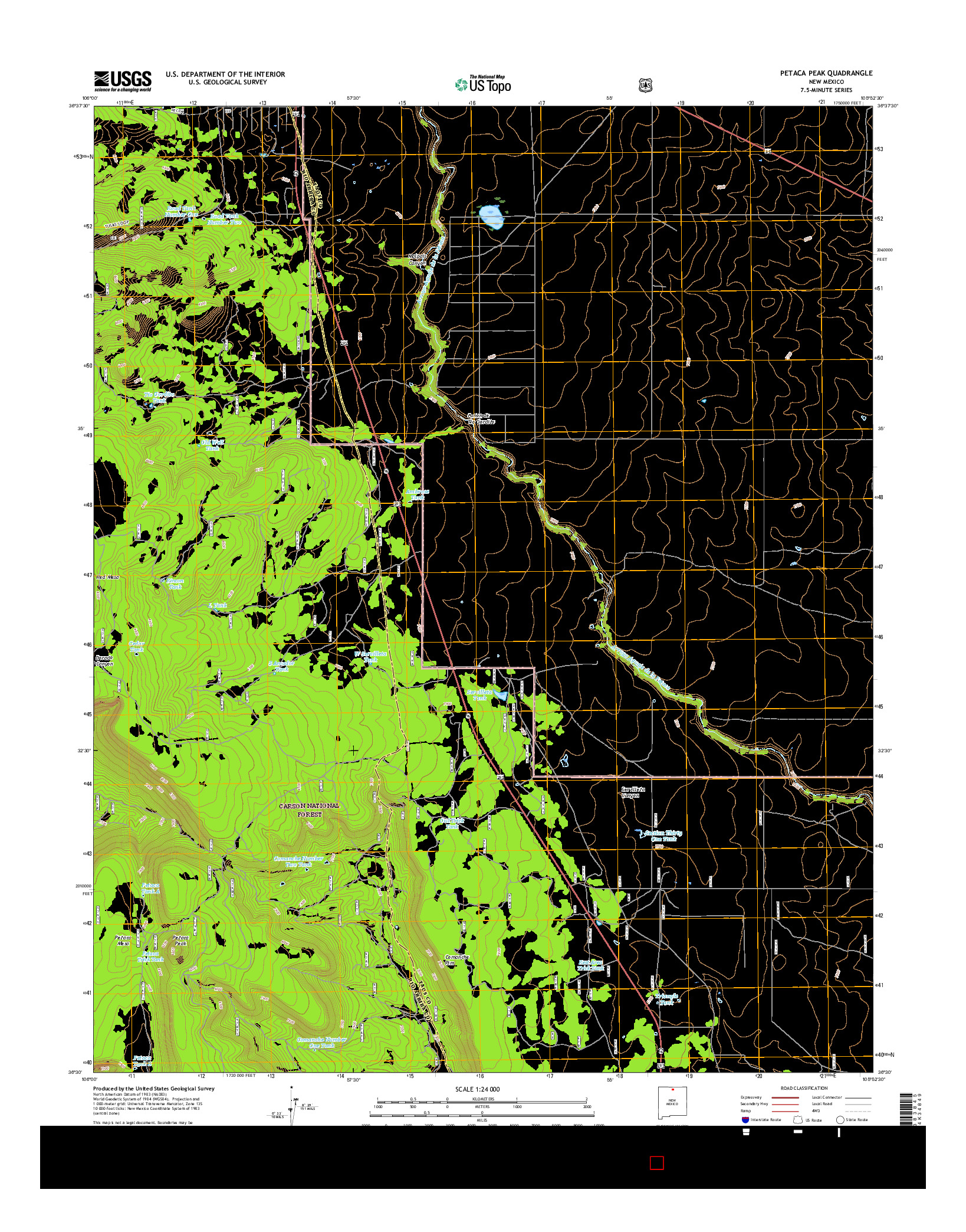 USGS US TOPO 7.5-MINUTE MAP FOR PETACA PEAK, NM 2017