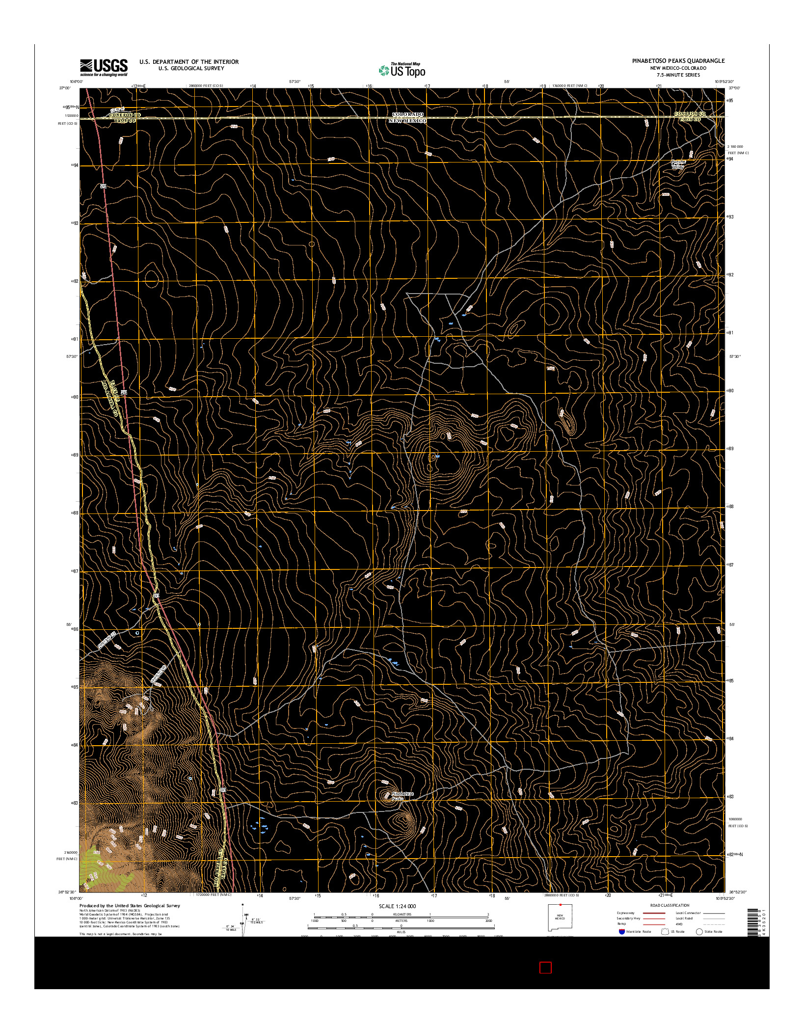 USGS US TOPO 7.5-MINUTE MAP FOR PINABETOSO PEAKS, NM-CO 2017