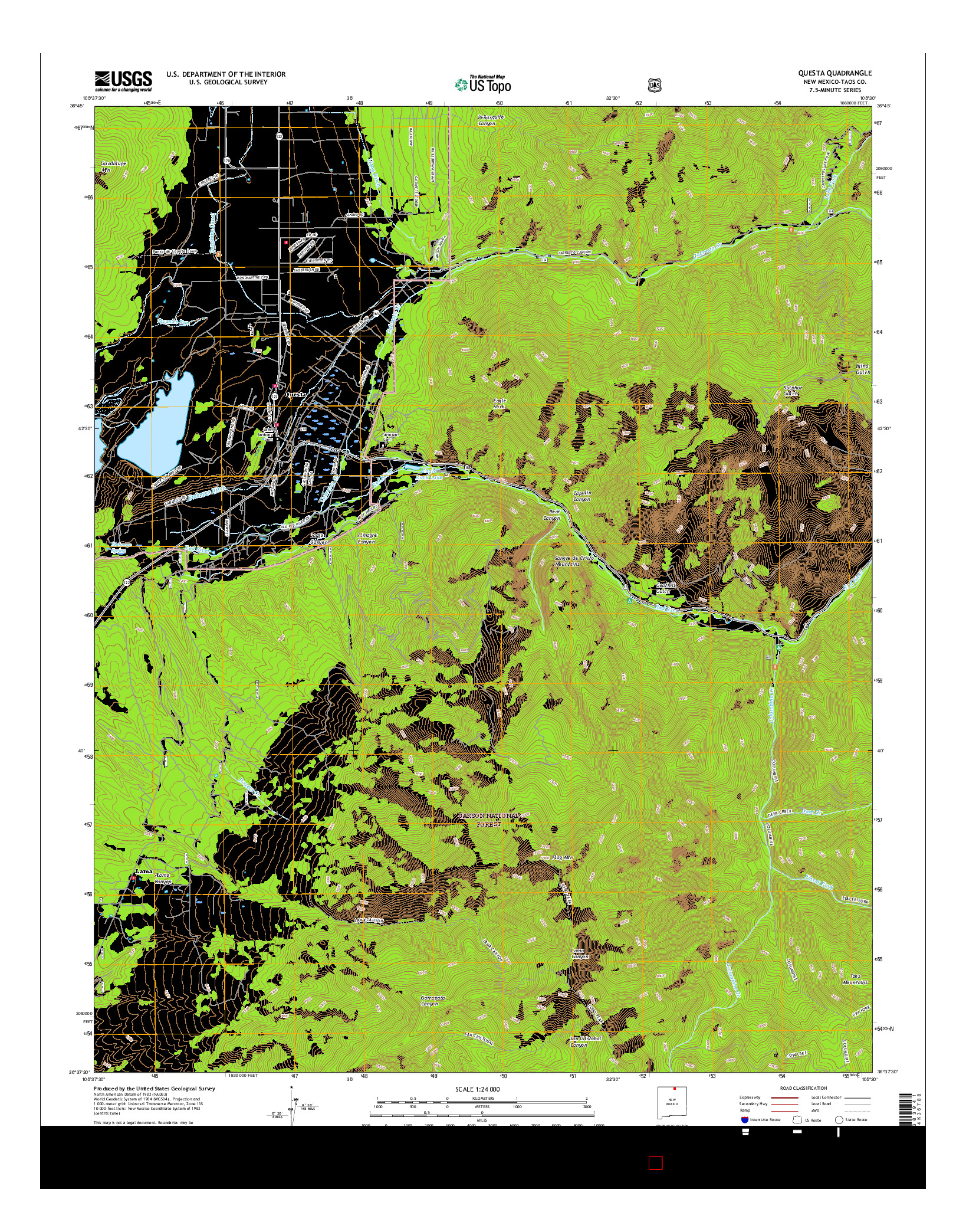 USGS US TOPO 7.5-MINUTE MAP FOR QUESTA, NM 2017