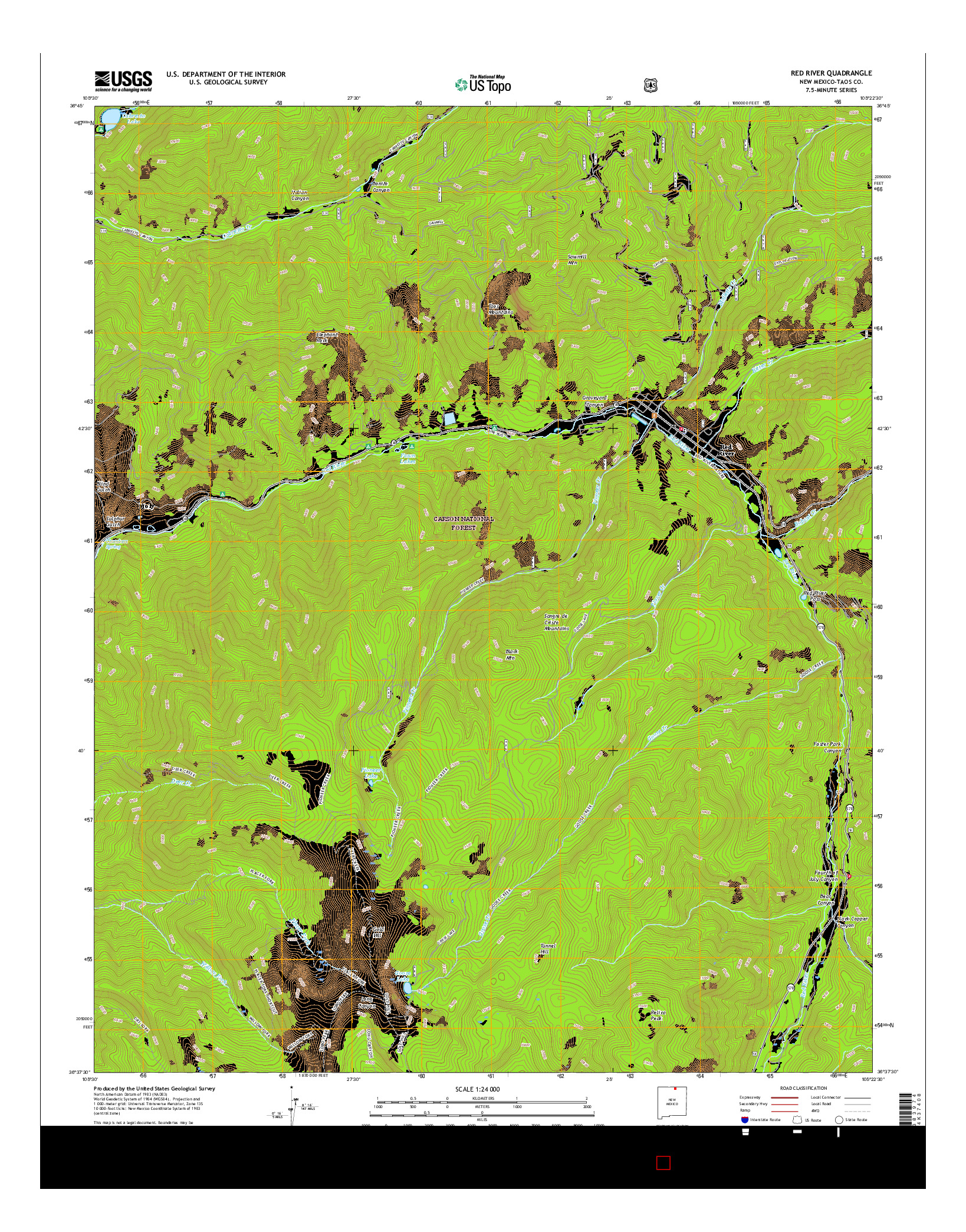 USGS US TOPO 7.5-MINUTE MAP FOR RED RIVER, NM 2017