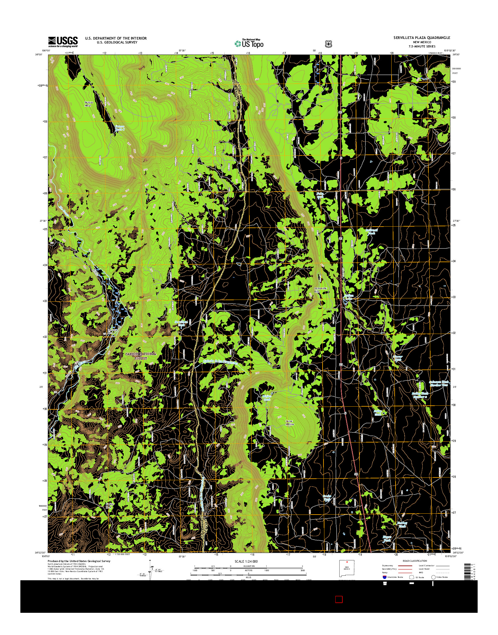 USGS US TOPO 7.5-MINUTE MAP FOR SERVILLETA PLAZA, NM 2017